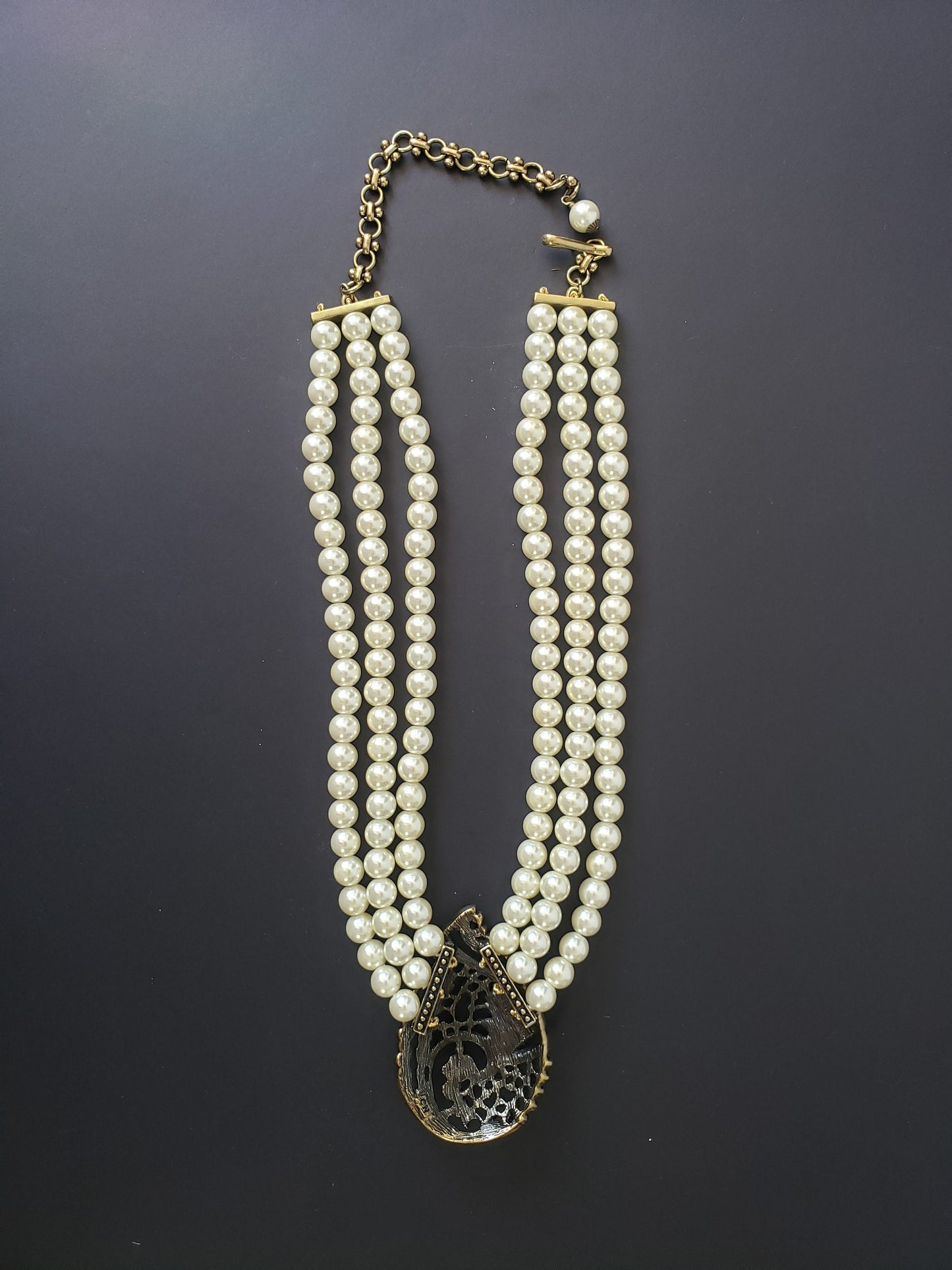 Vintage Faux Pearl and Rhinestone Necklace