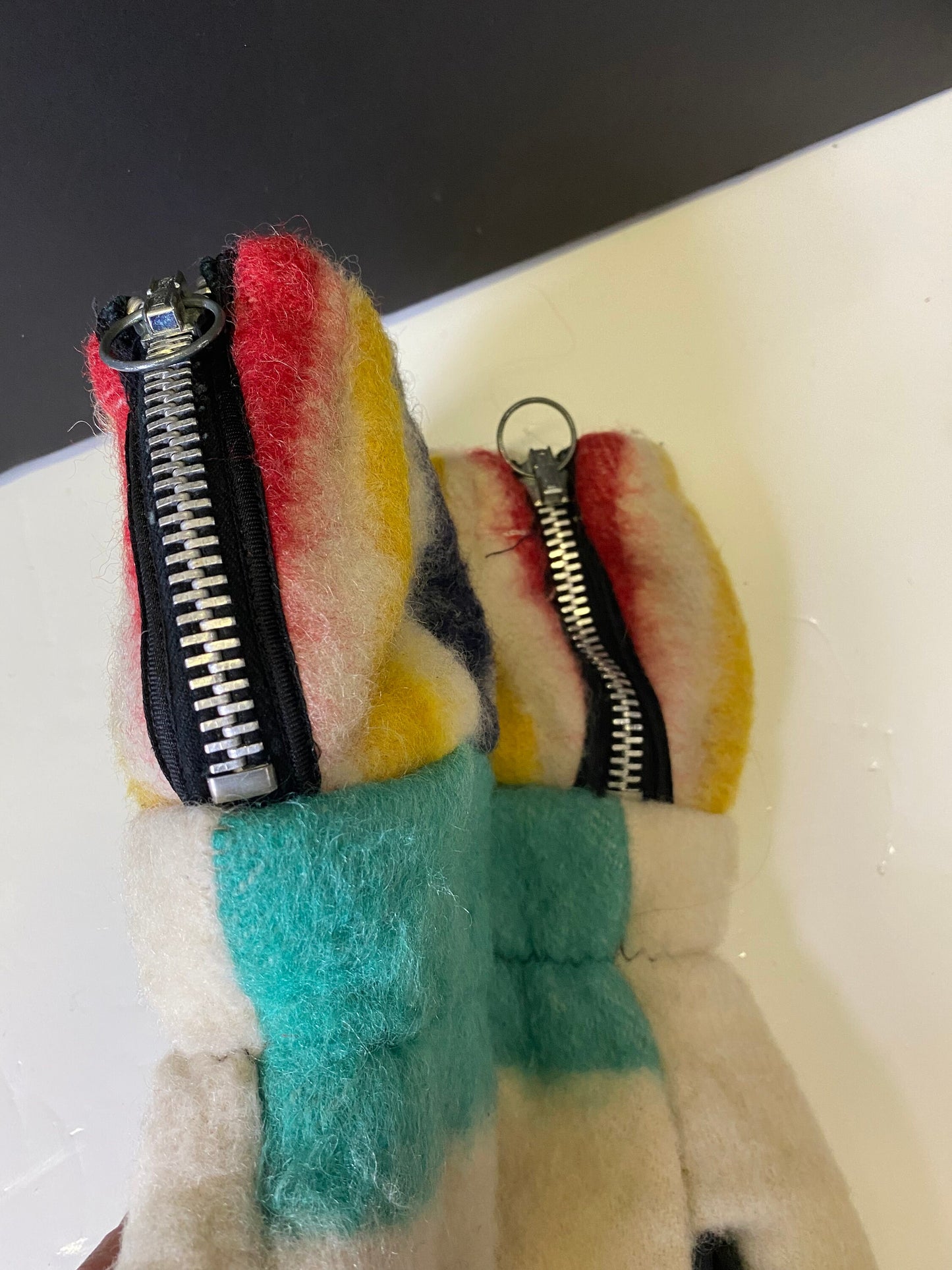 RARE HBC Hudson Bay company blanket and leather mittens