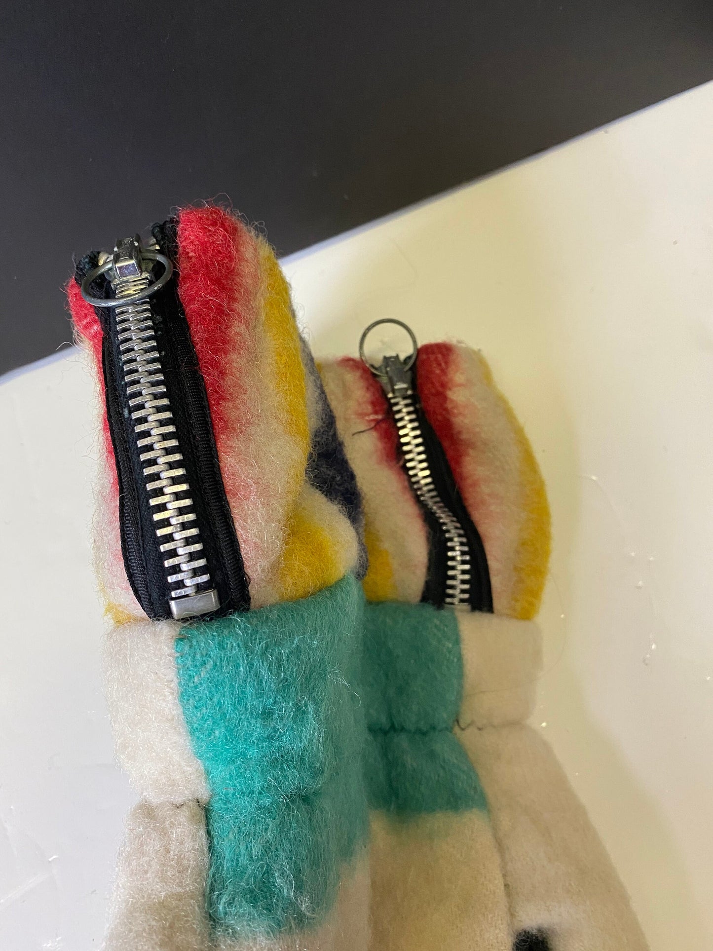 RARE HBC Hudson Bay company blanket and leather mittens