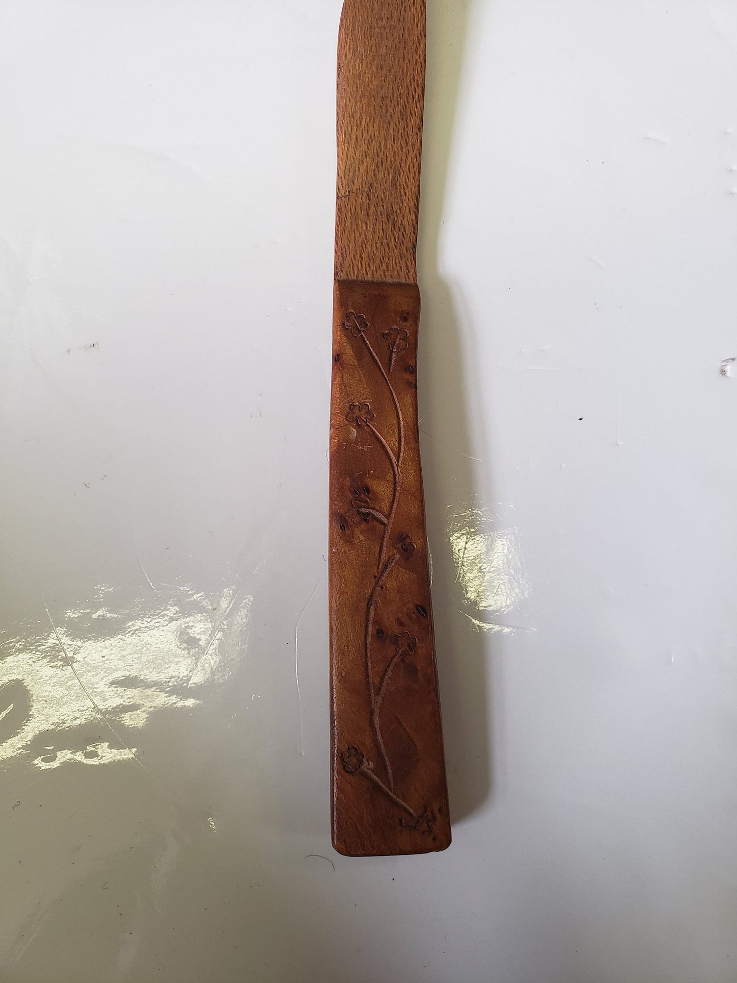 Signed Japanese Rare Engraved Fruitwood Letter Opener
