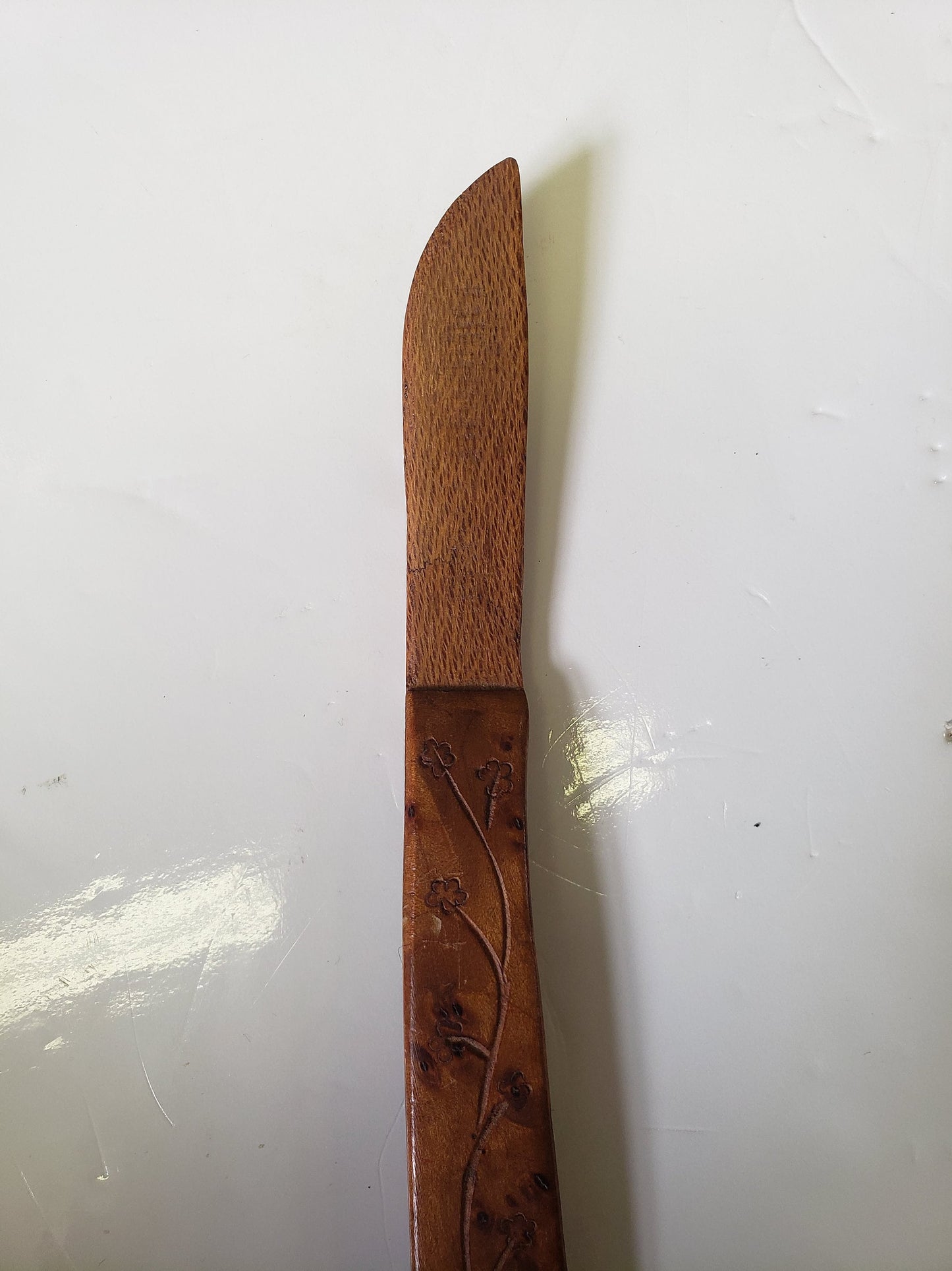 Signed Japanese Rare Engraved Fruitwood Letter Opener