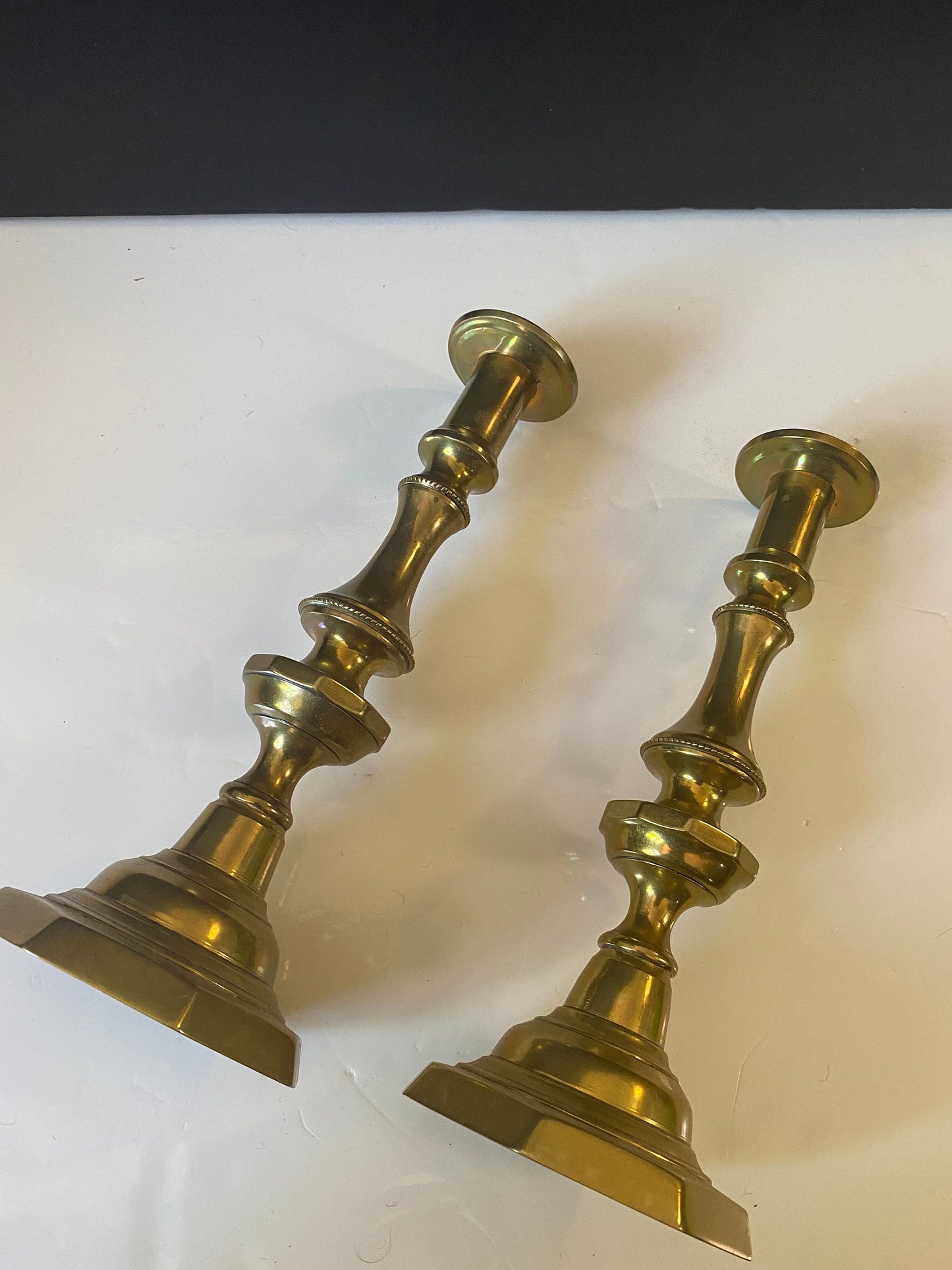 Large Pair antique brass candlesticks