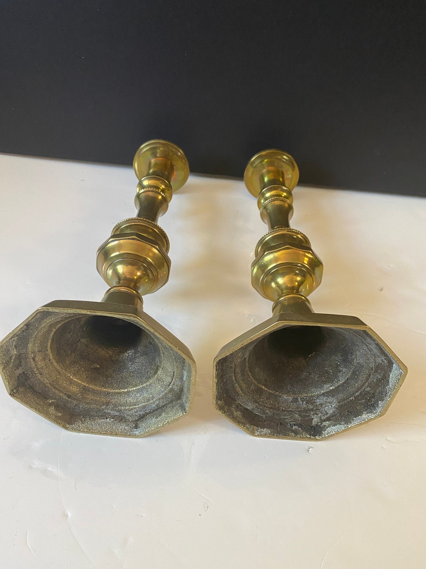 Large Pair antique brass candlesticks