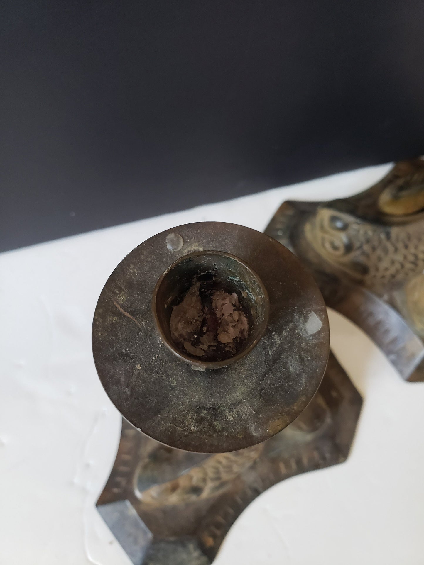 Bronze Koi Fish Candlesticks