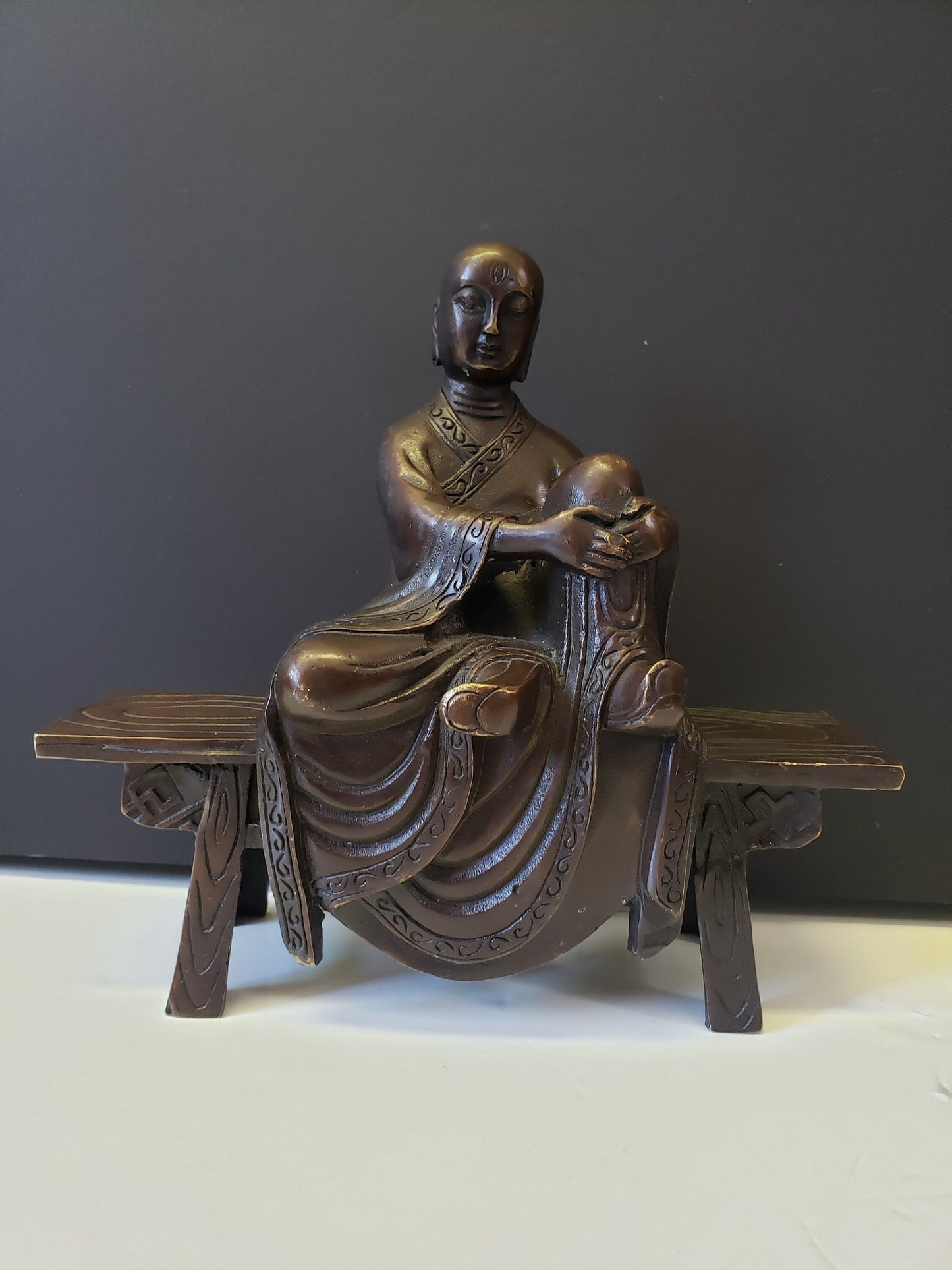 Chinese Bronze Scholar Statue