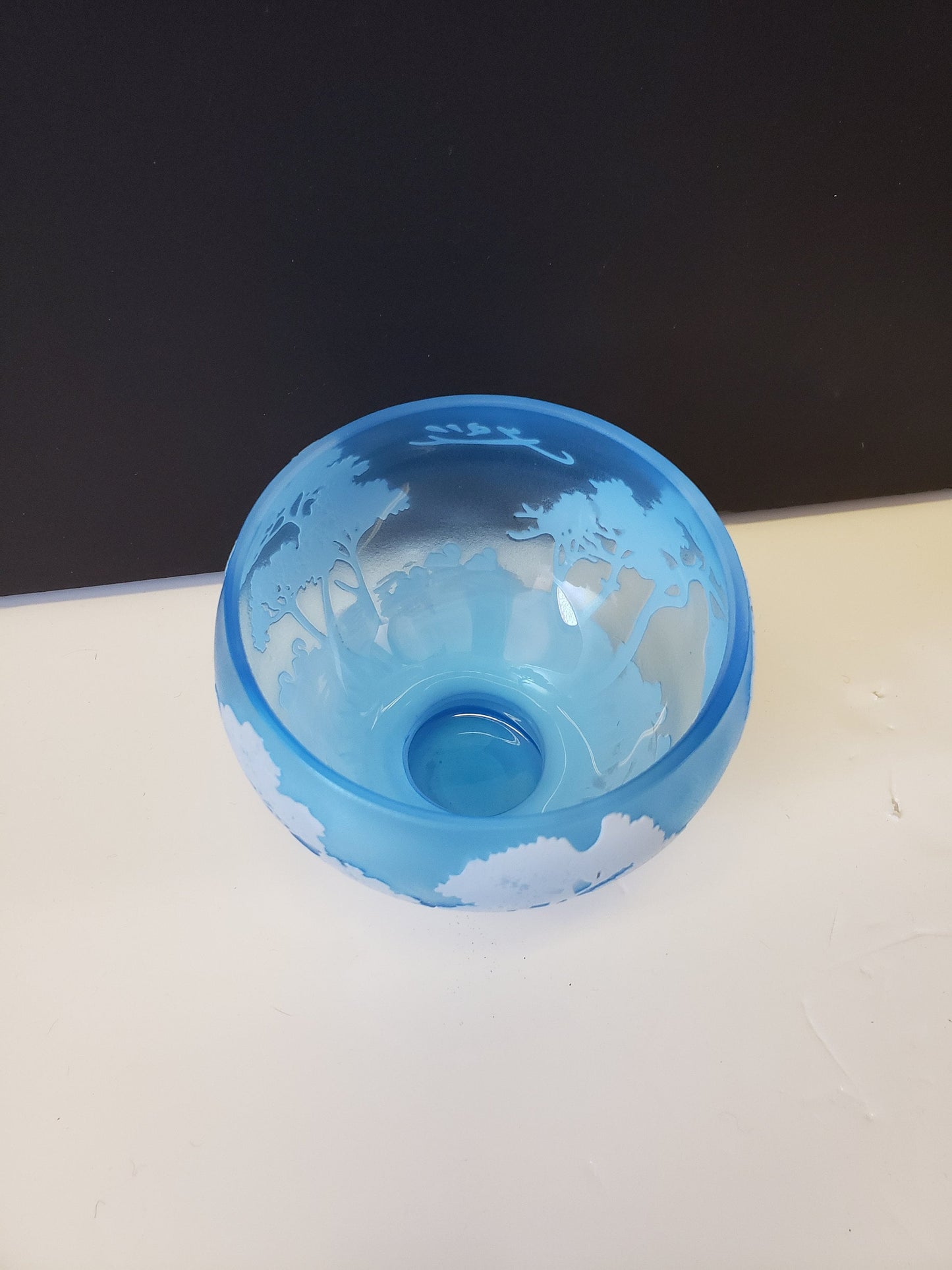 Faux Signed Galle Bowl With Tree Design