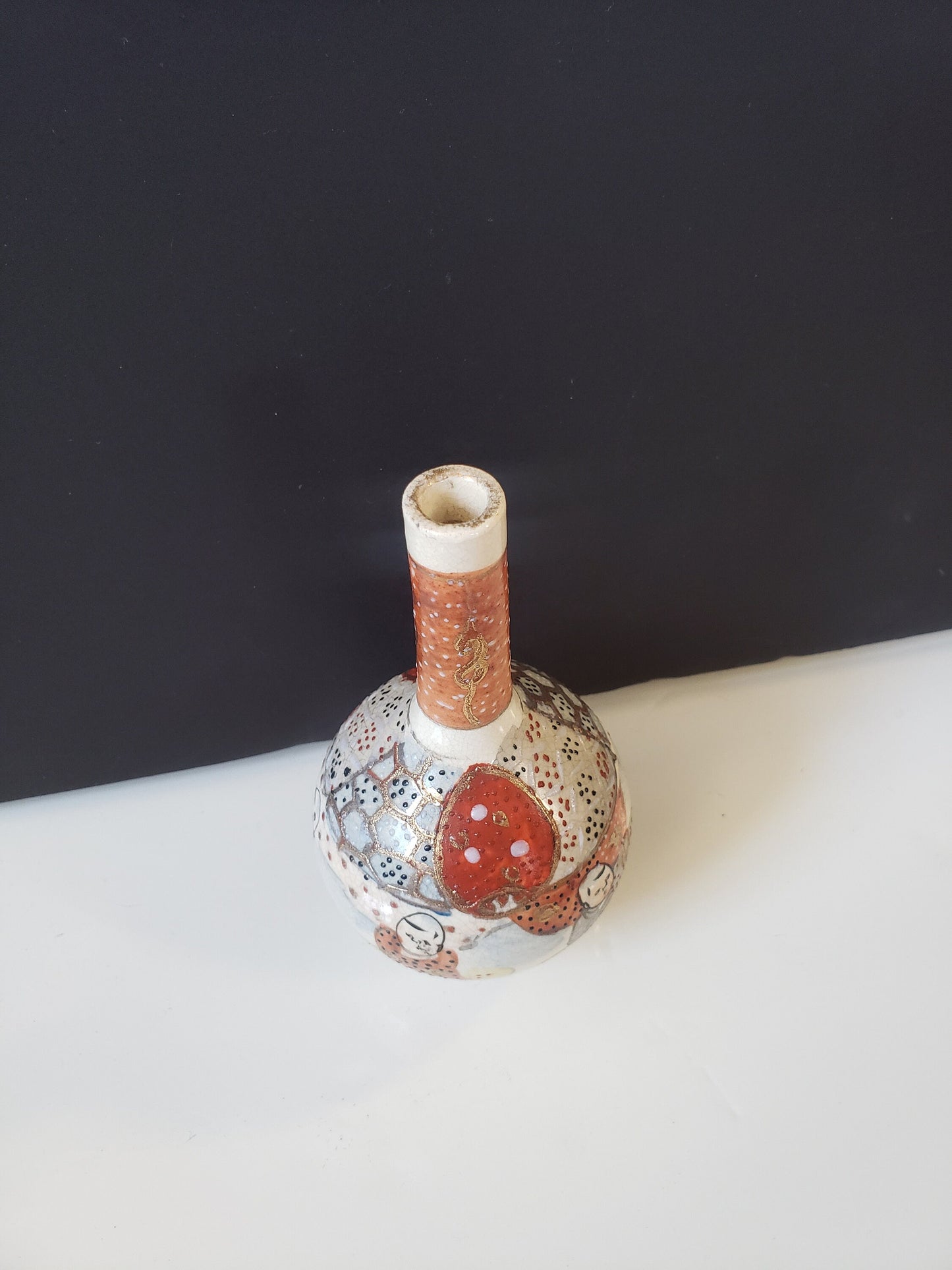 Japanese Antique Satsuma Bottleneck Vase