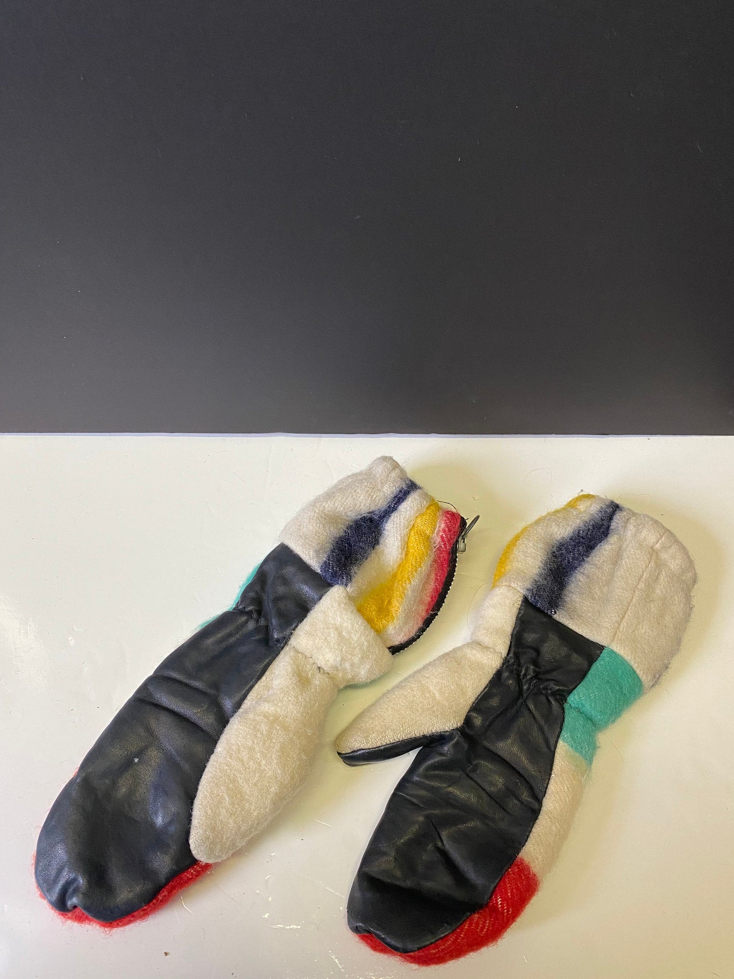 RARE HBC Hudson Bay company blanket and leather mittens