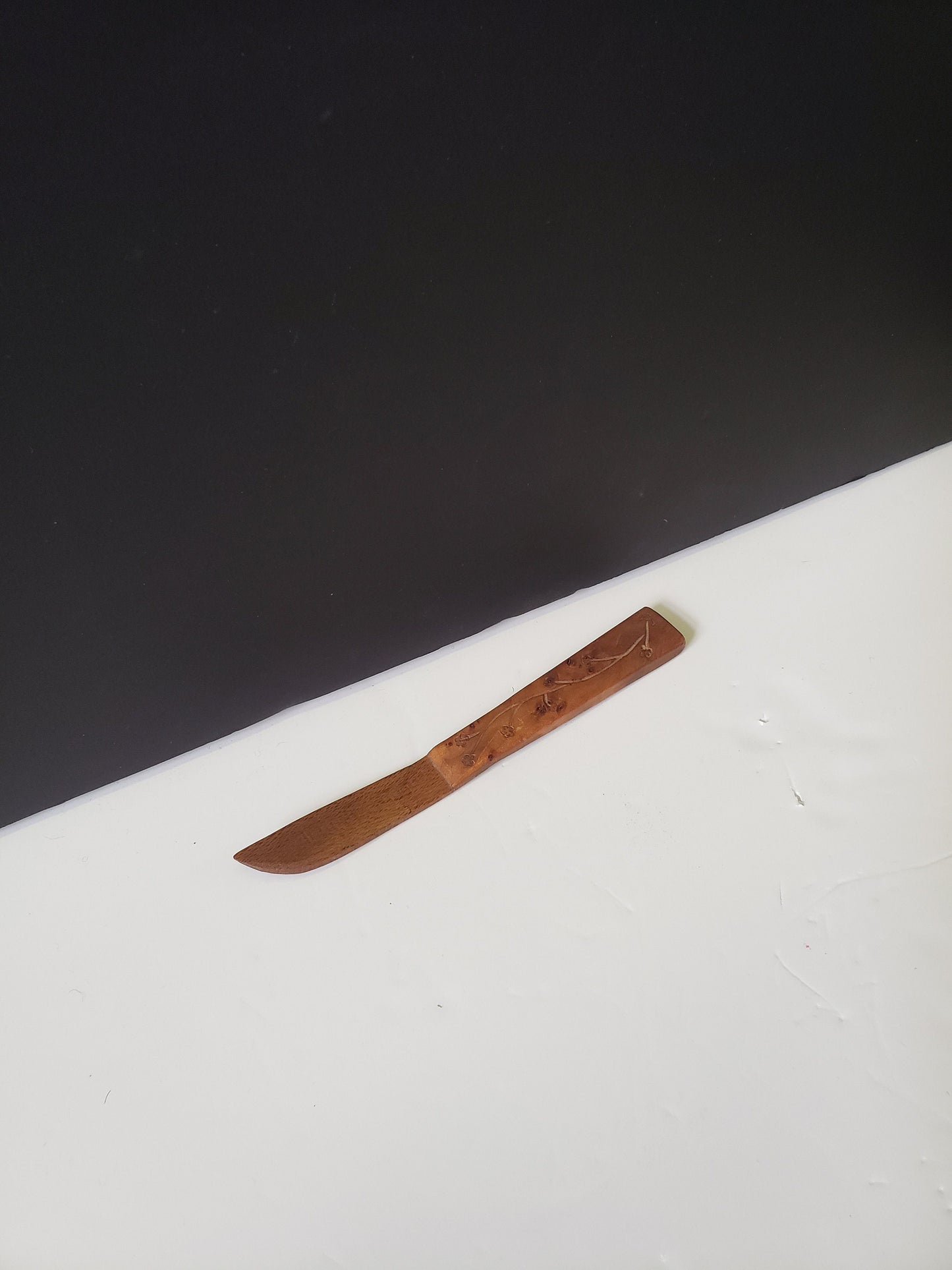 Signed Japanese Rare Engraved Fruitwood Letter Opener