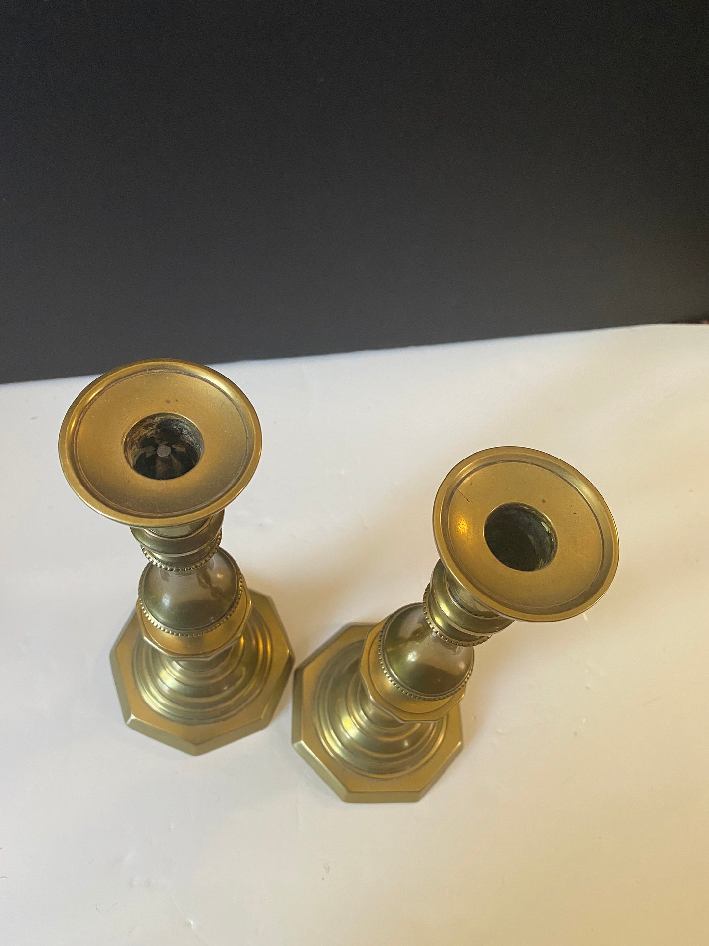 Large Pair antique brass candlesticks