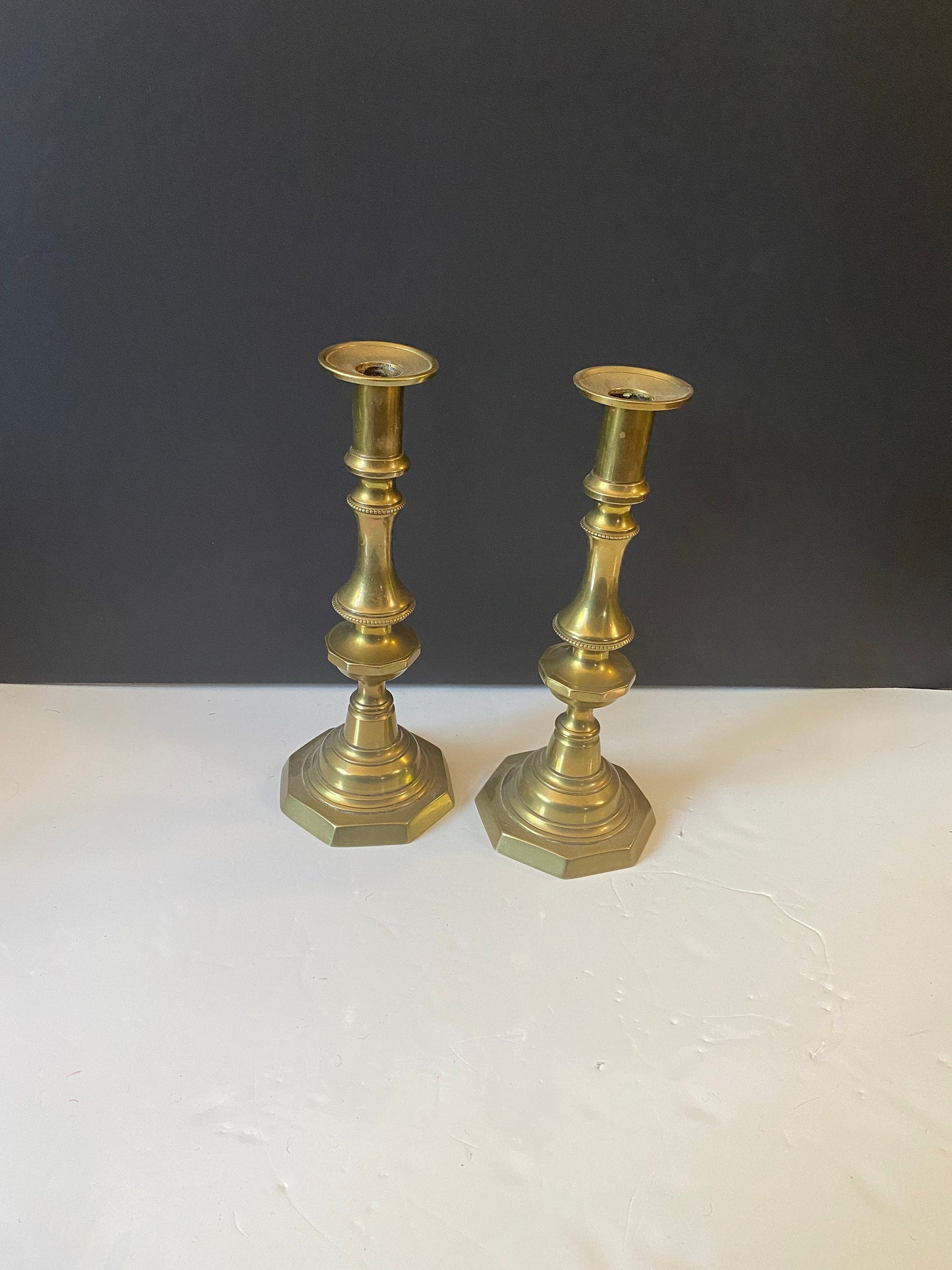 Large Pair antique brass candlesticks