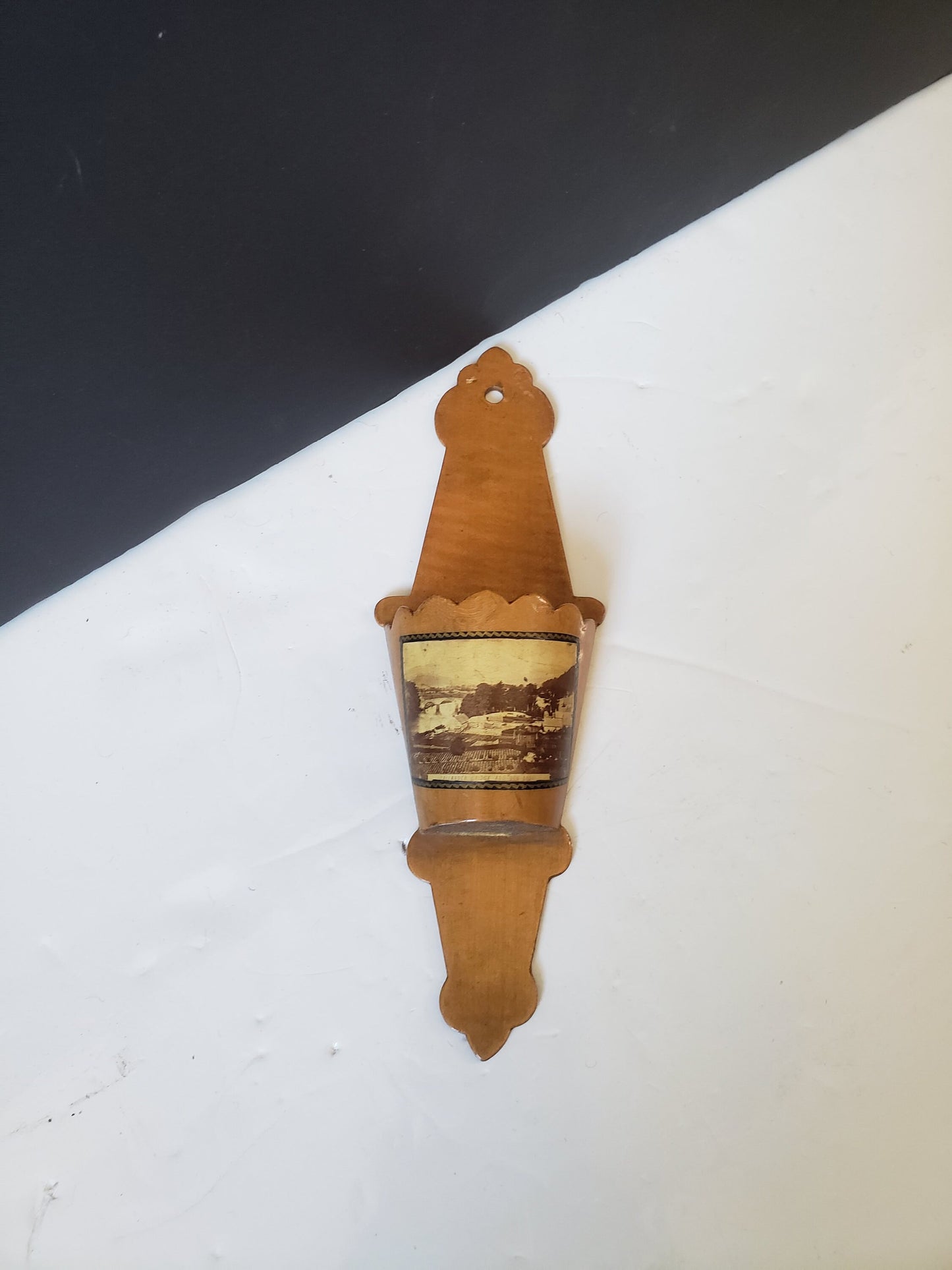 Antique Mauchline Ware Souvenir Wall Pocket