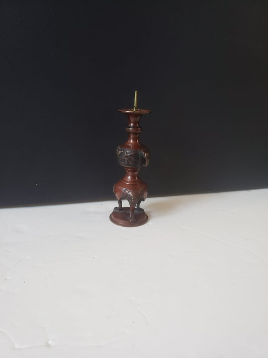 Meji Japanese Bronze Candlestick