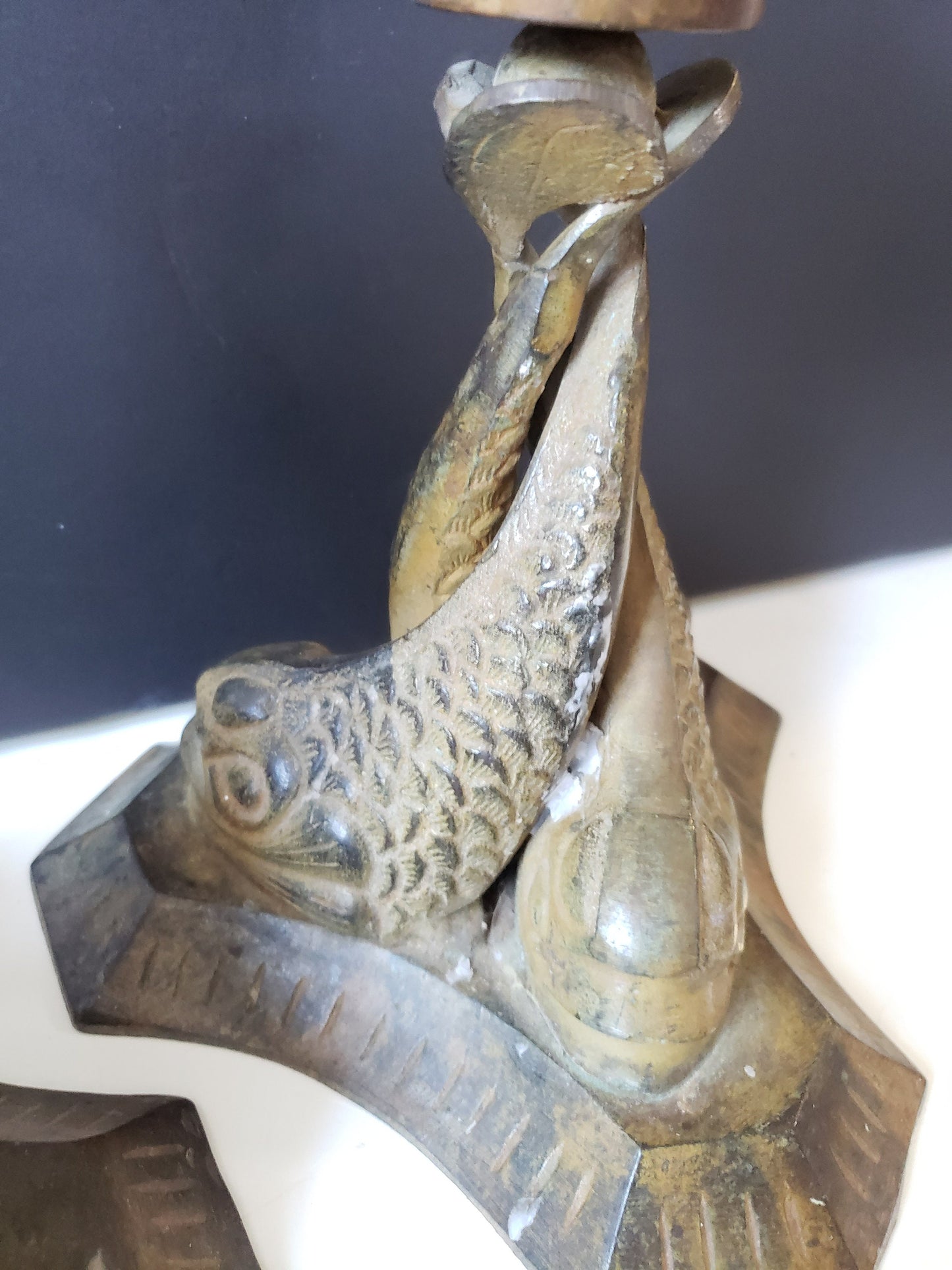 Bronze Koi Fish Candlesticks