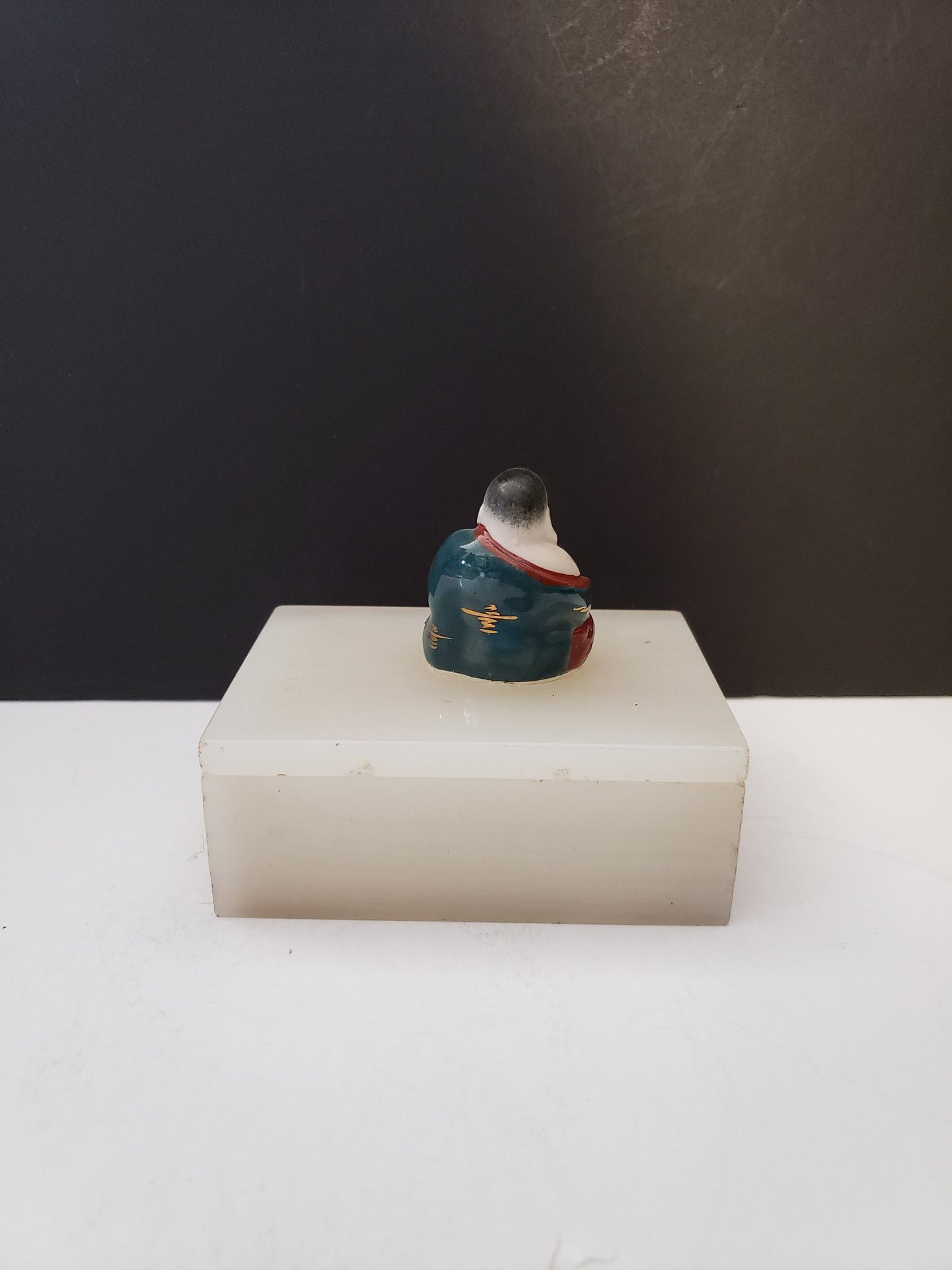 Chinese Polychrome Figure on Onyx Box