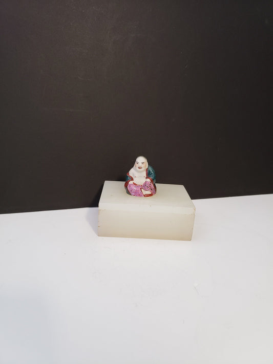 Chinese Polychrome Figure on Onyx Box
