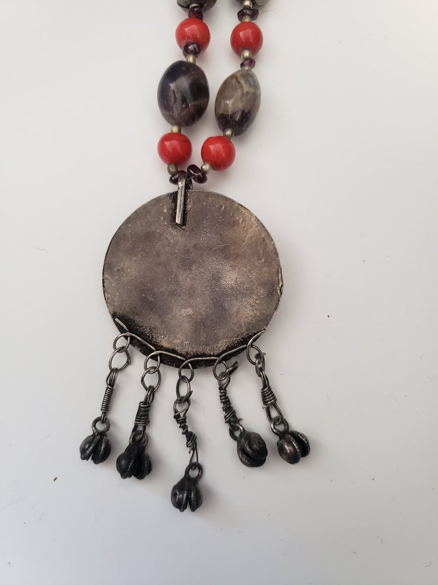 Tibetan Vintage Silver, Stone, Beaded Necklace