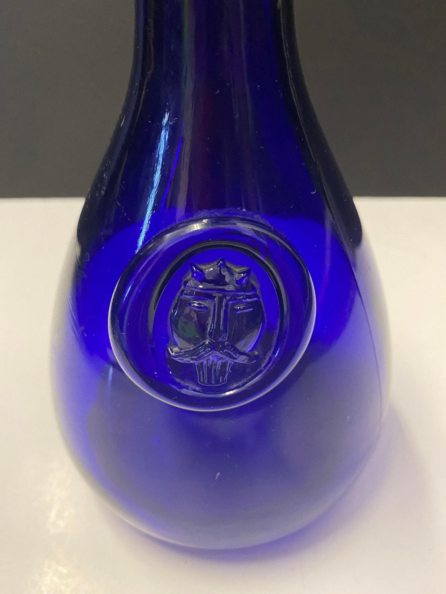 10 inch Holmegaard blue carafe with Viking head