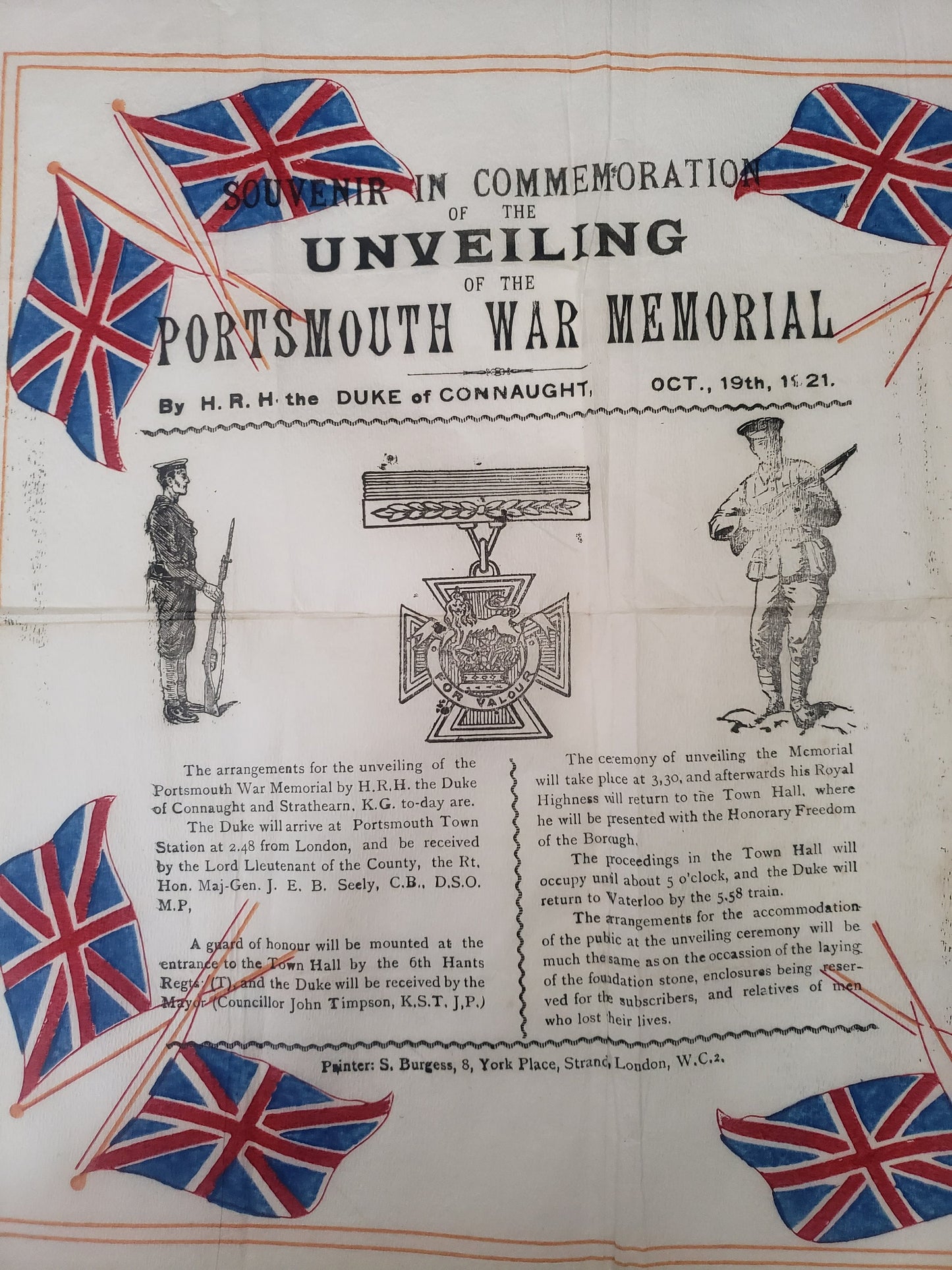 Antique 1921 War Memorial Onionskin Paper Advertisement
