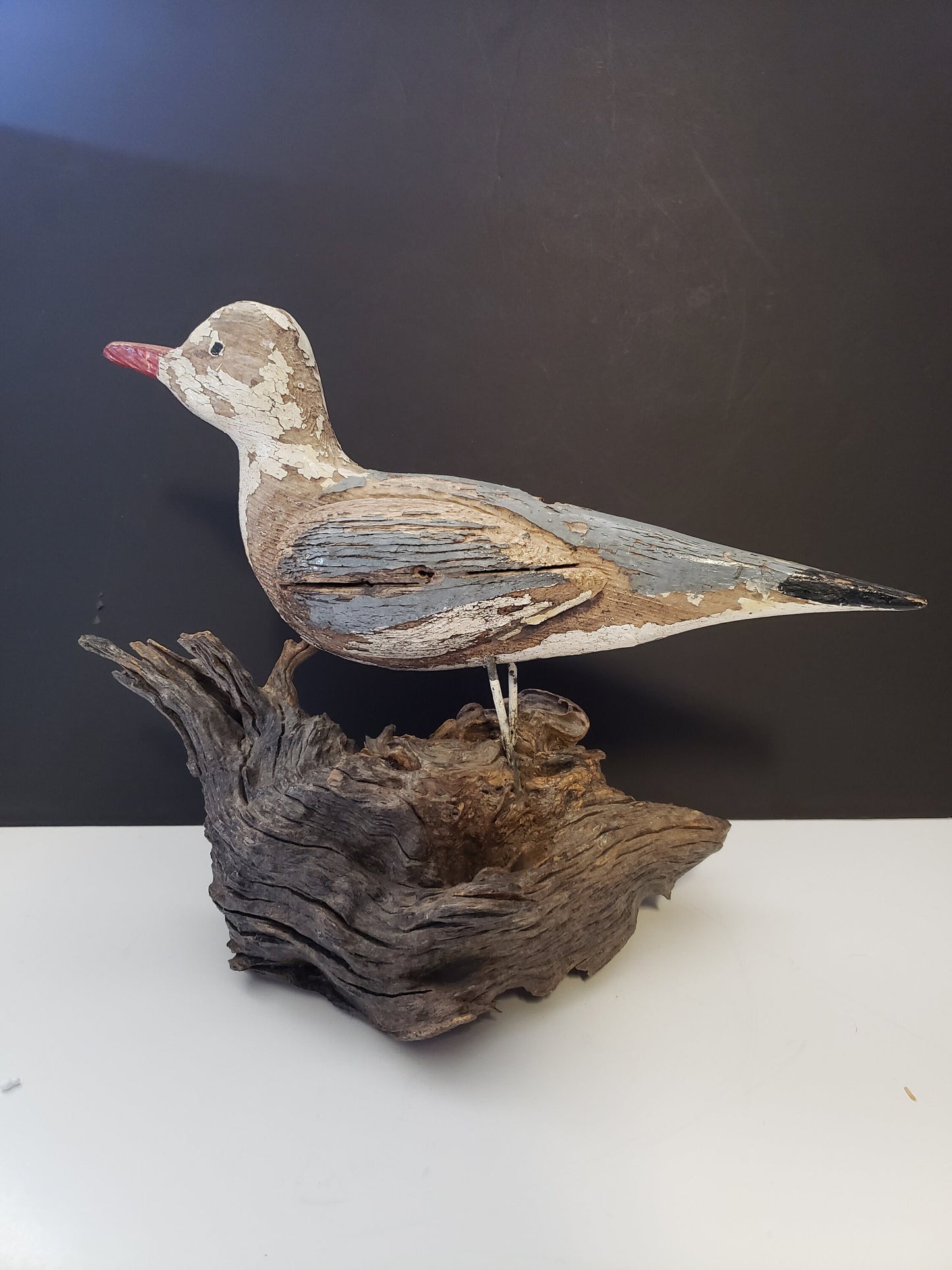 Rare Folk Art Seagull on Driftwood