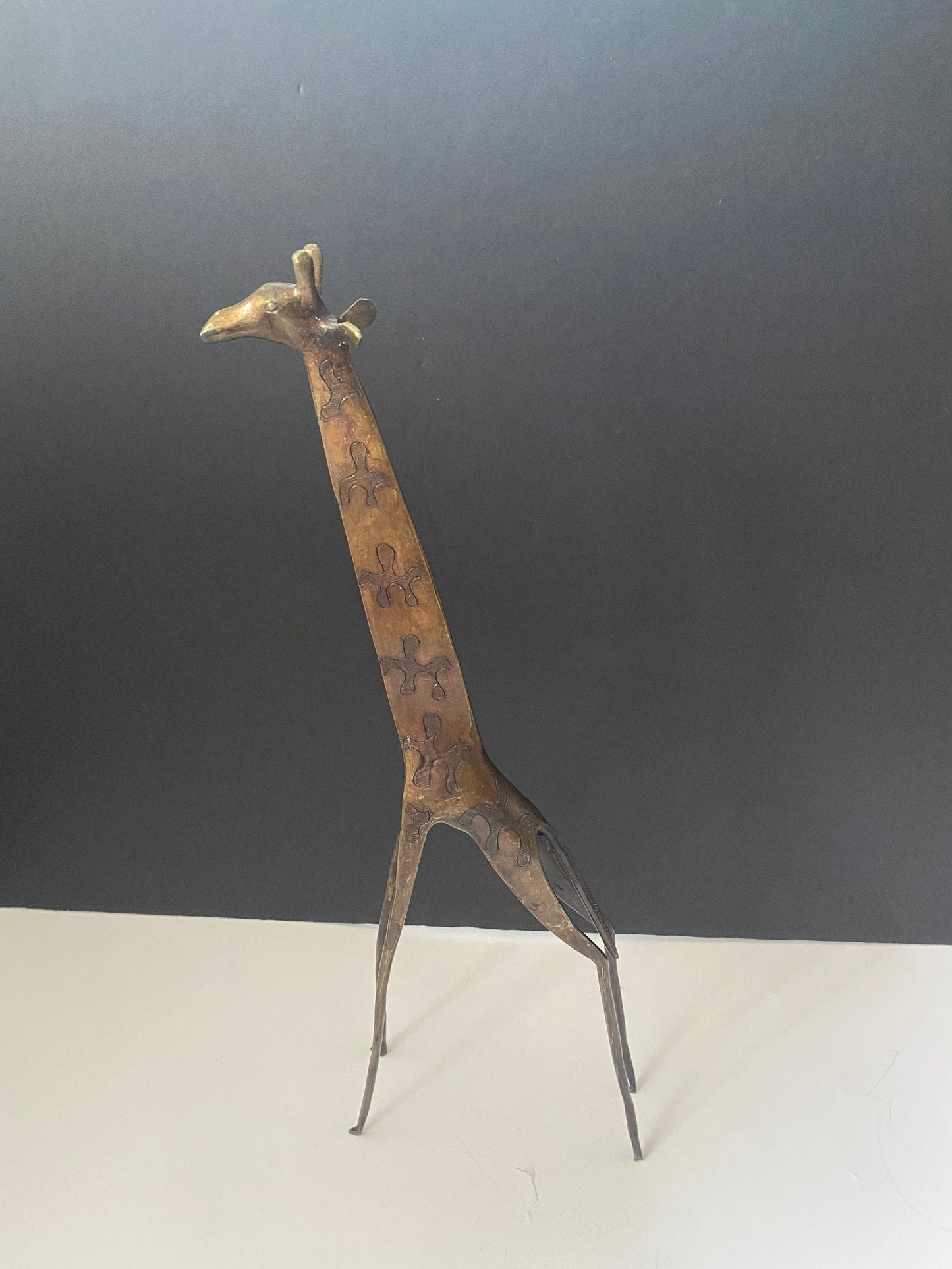 Fabulous 17 inch bronze giraffe with great patina