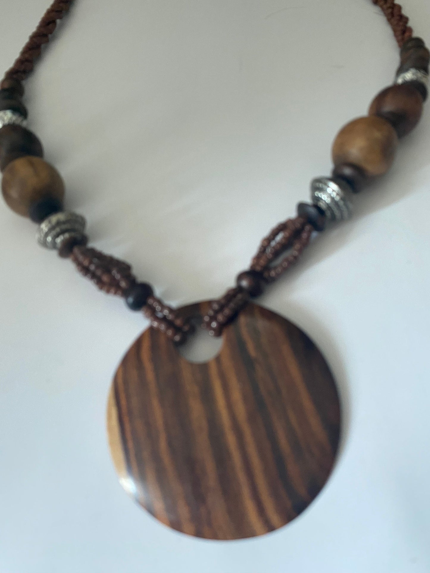 African wood and beaded necklace