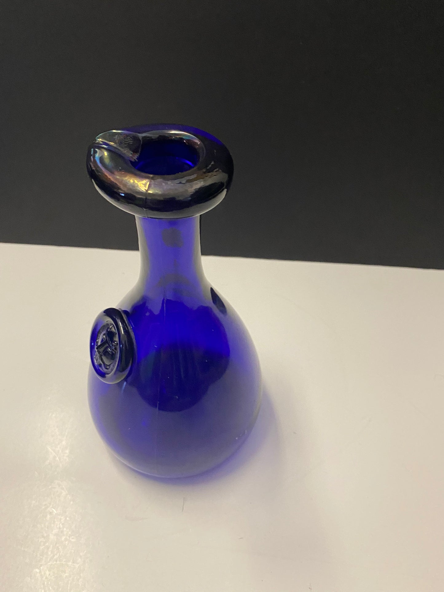 10 inch Holmegaard blue carafe with Viking head
