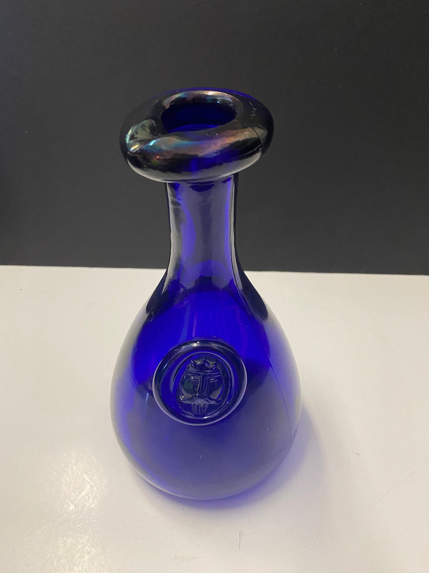 10 inch Holmegaard blue carafe with Viking head
