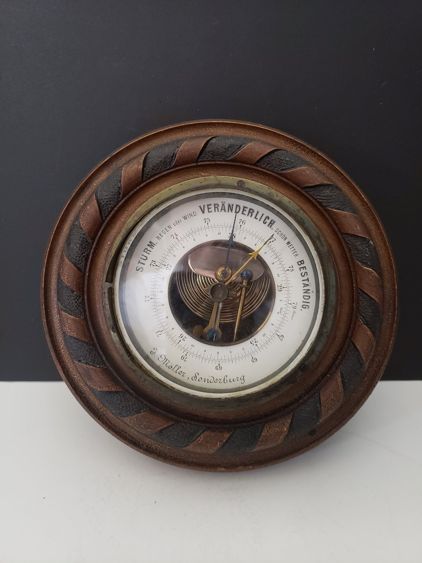 Antique Carved Mahogany Working Barometer