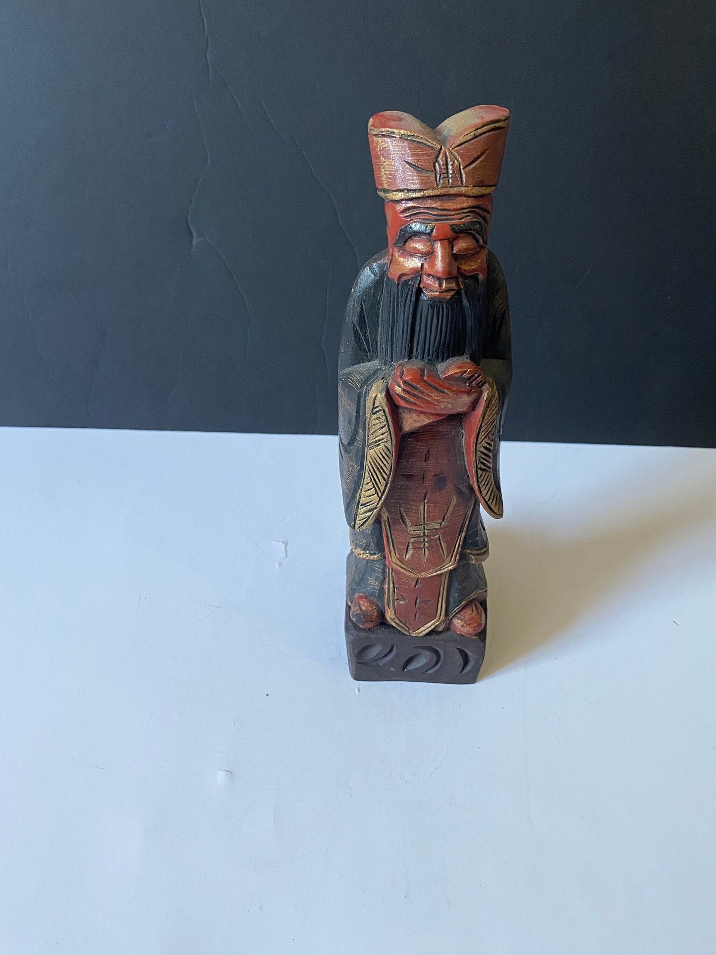 Antique Chinese gilt painted wooden statue 13 inches