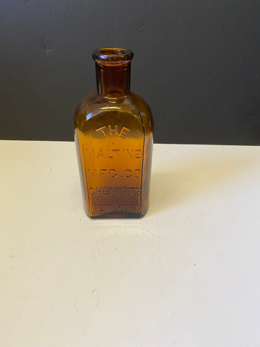 7 inch antique amber glass chemist bottle  New York  Amazing collectors piece