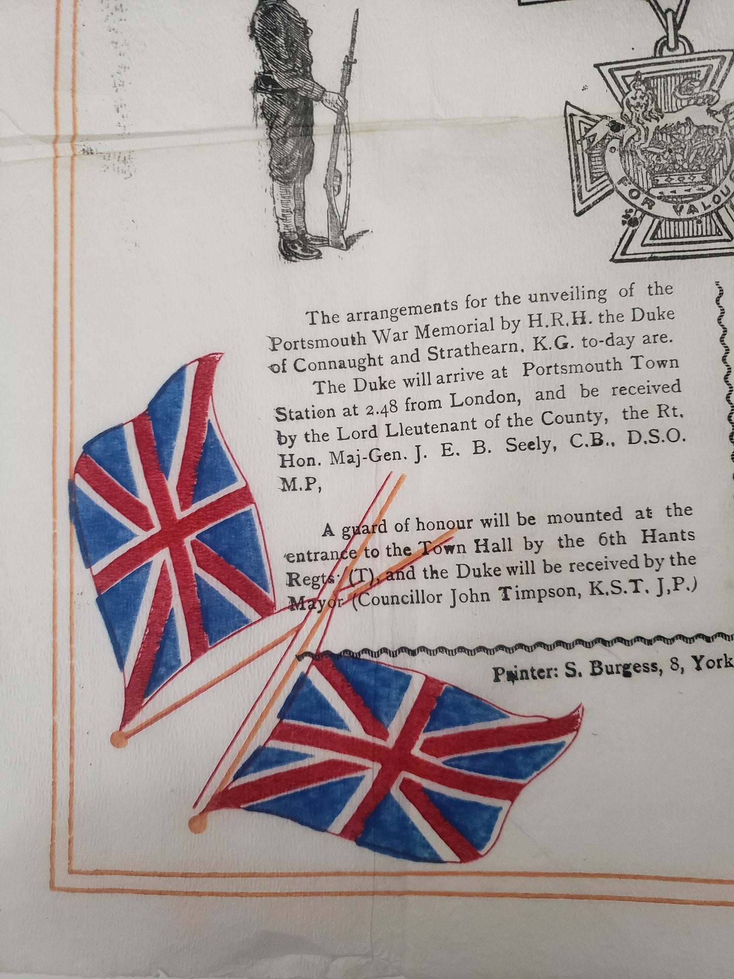 Antique 1921 War Memorial Onionskin Paper Advertisement