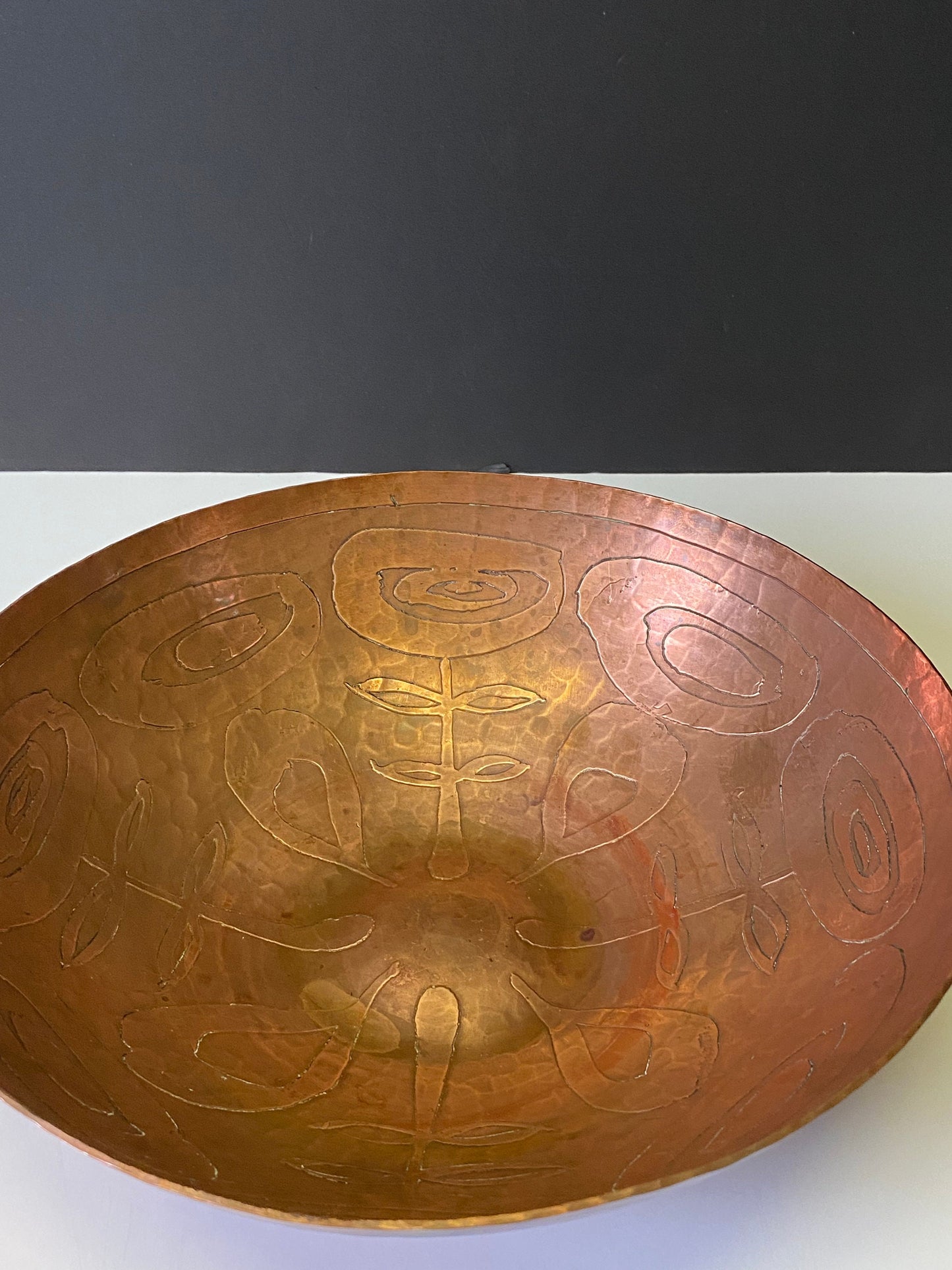 A  Fantastic Canadian made signed art nouveau  Copper bowl by otter studios 11 inches