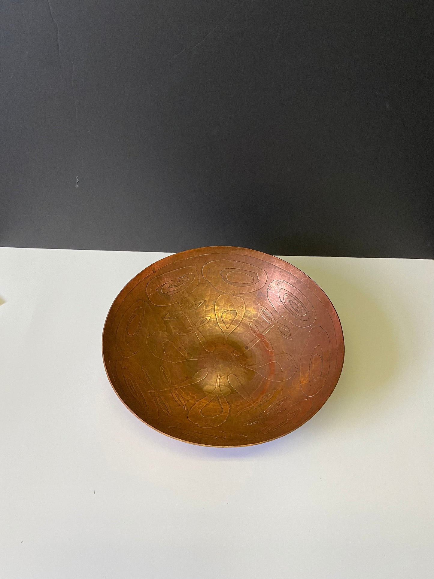 A  Fantastic Canadian made signed art nouveau  Copper bowl by otter studios 11 inches