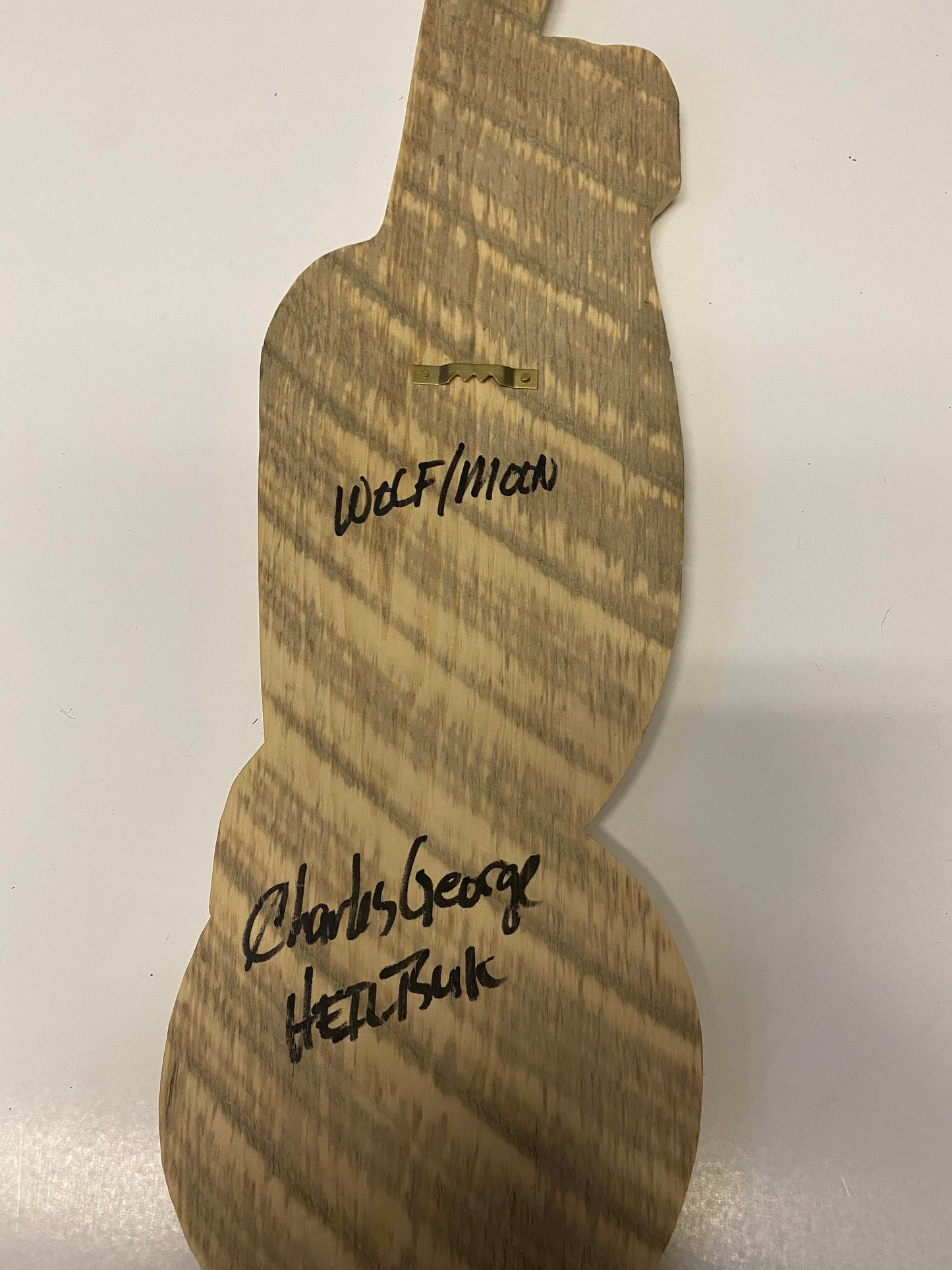 A  Fabulous Vancouver Island indigenous first nations Charlie George Cedar unpainted cedar wolf and moon plaque  wonderful  - 20 inches