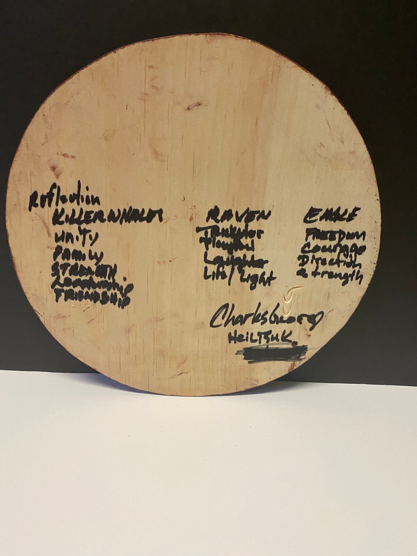 A  Fabulous Vancouver Island indigenous first nations Charlie George plaque of killer whale Raven and eagle 10 inches