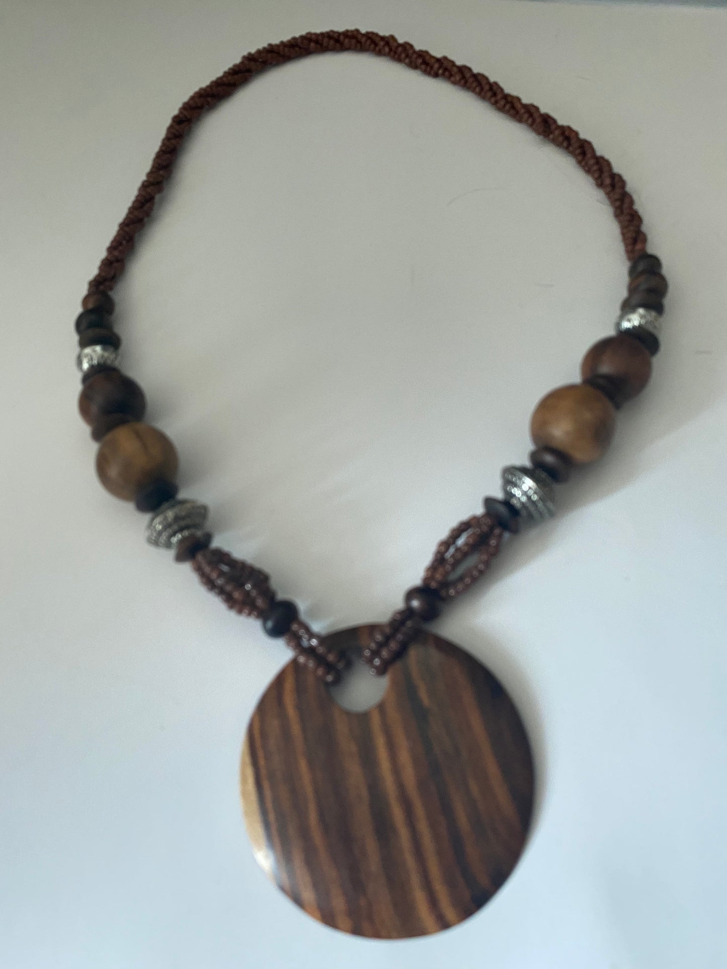African wood and beaded necklace