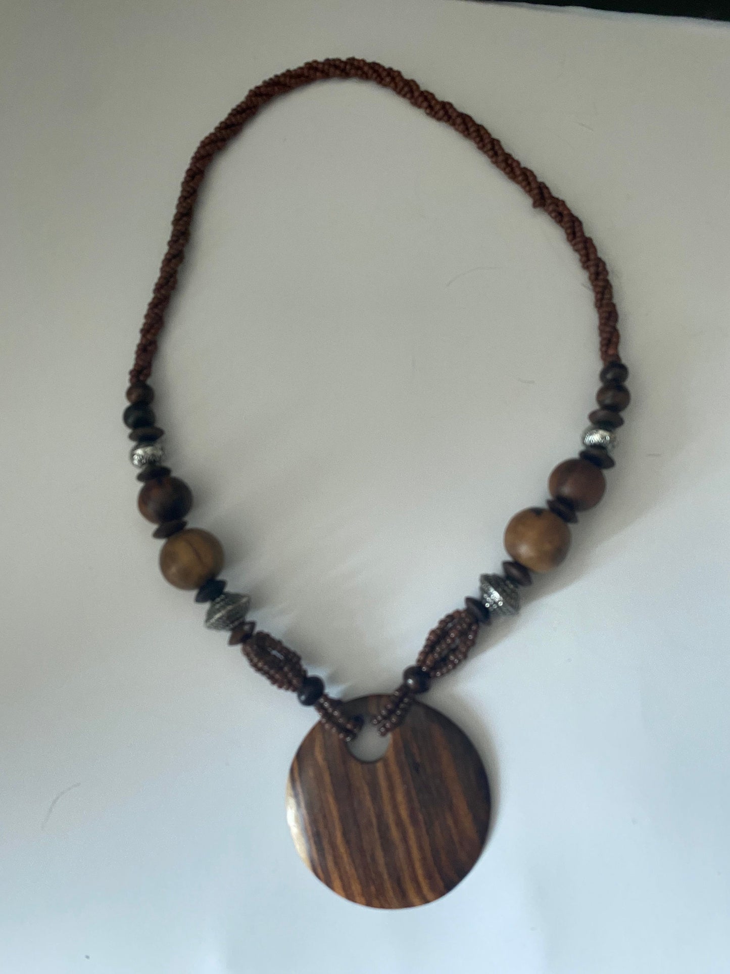 African wood and beaded necklace