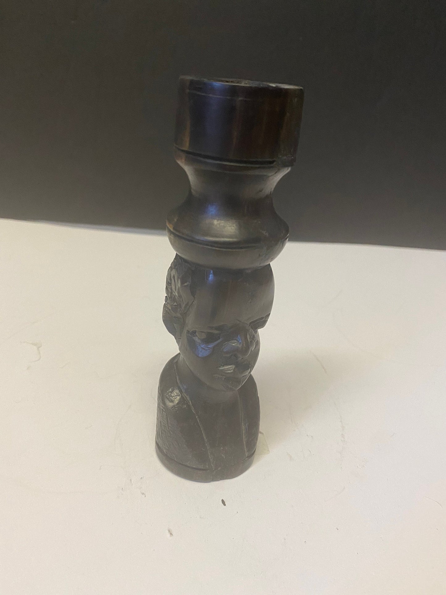 African ebony carved wooden figural candlestick