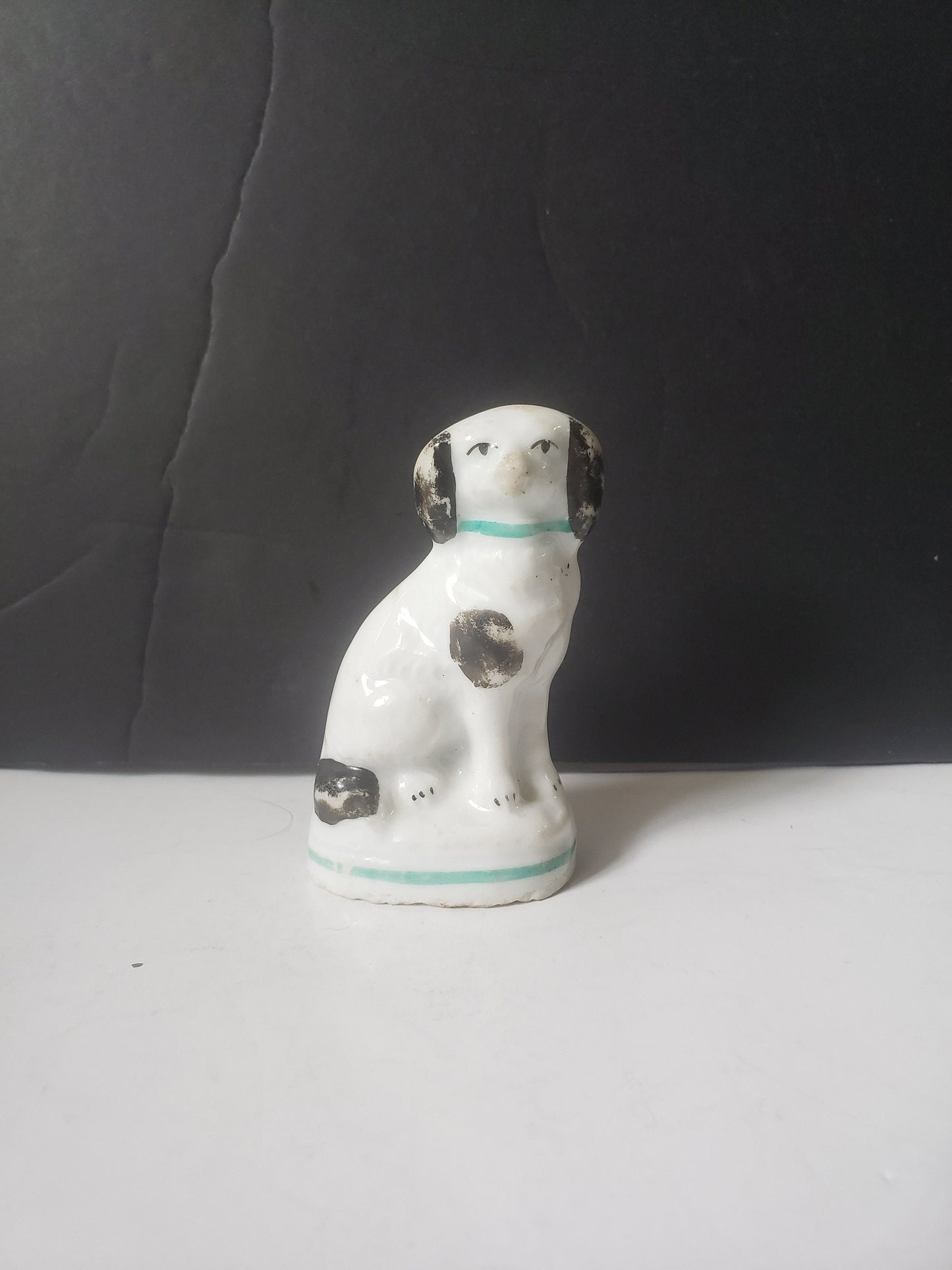 Antique Miniature Black and White Spaniel Staffordshire