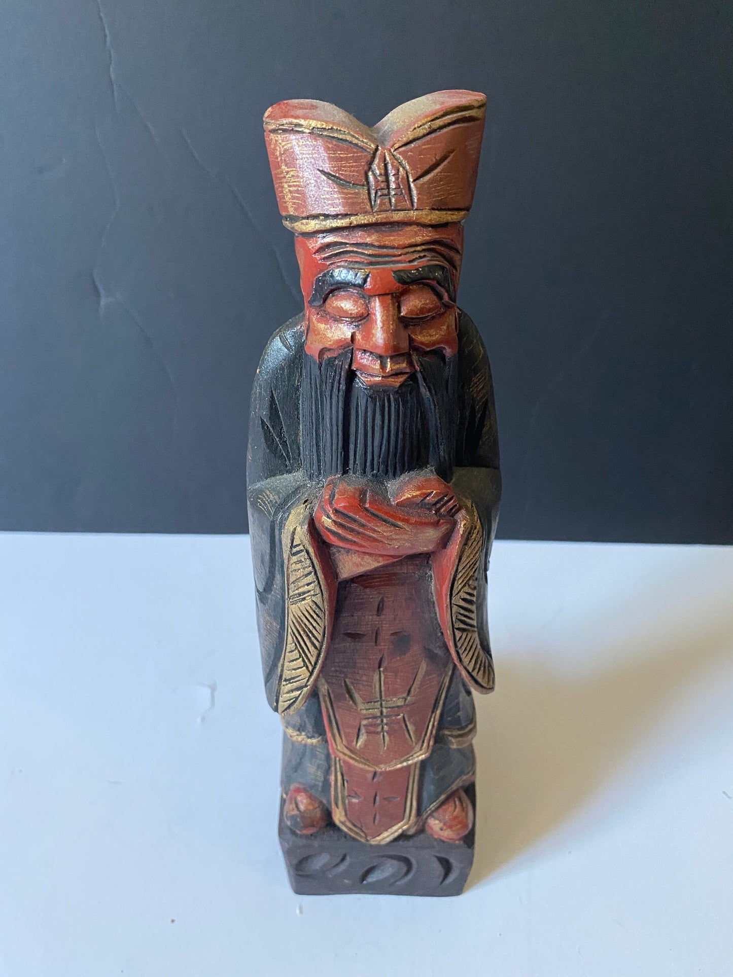 Antique Chinese gilt painted wooden statue 13 inches