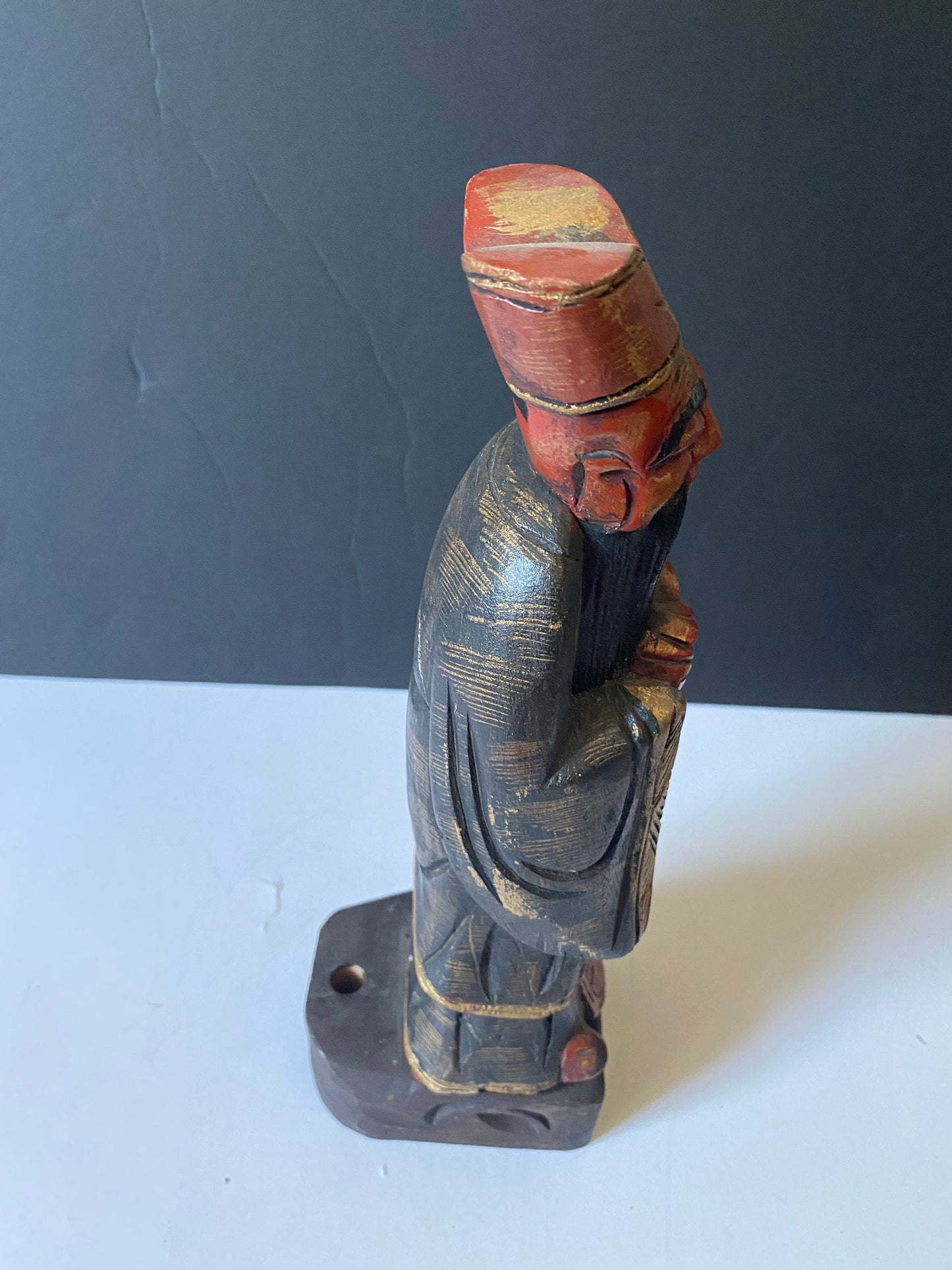 Antique Chinese gilt painted wooden statue 13 inches