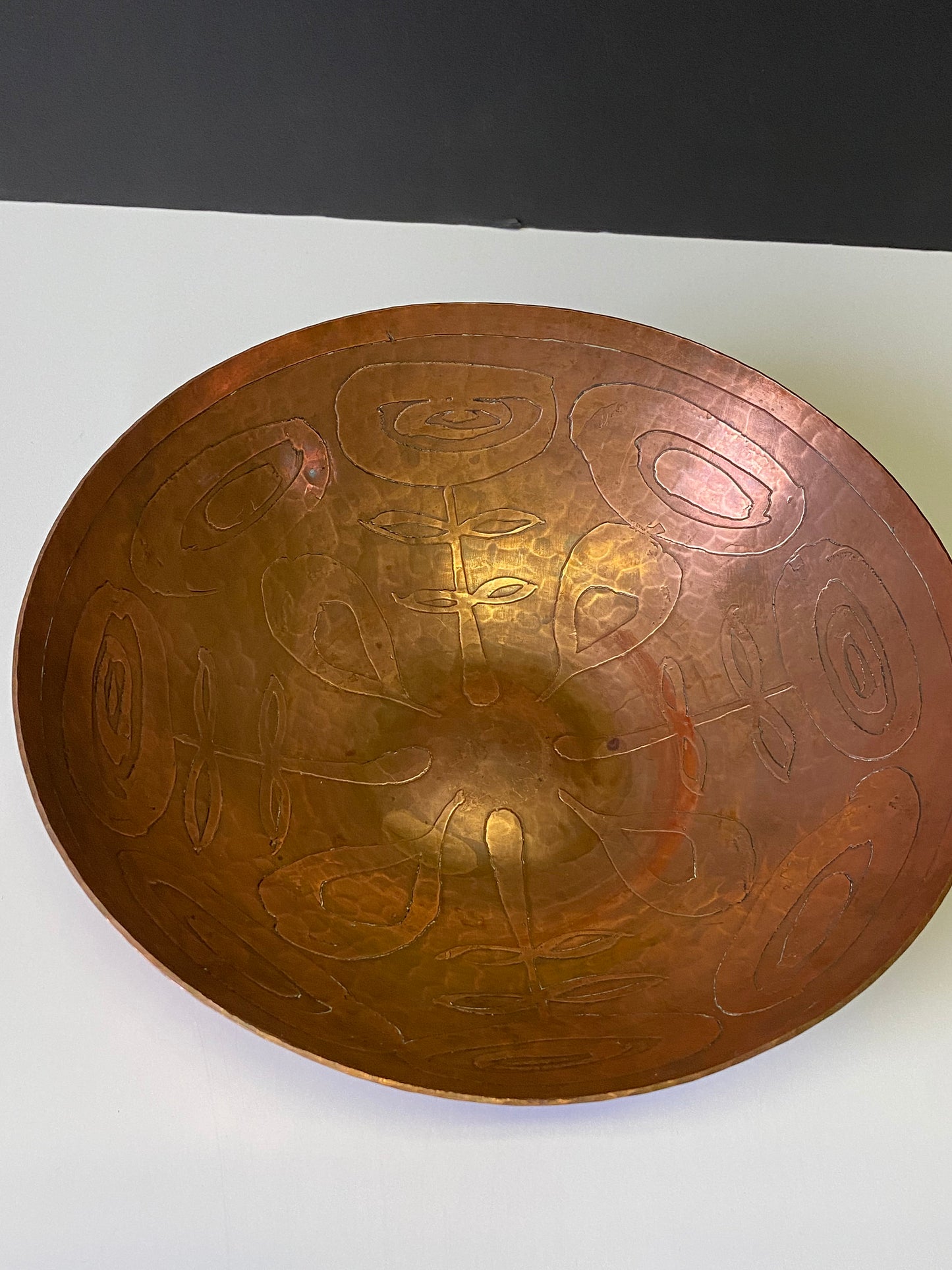A  Fantastic Canadian made signed art nouveau  Copper bowl by otter studios 11 inches