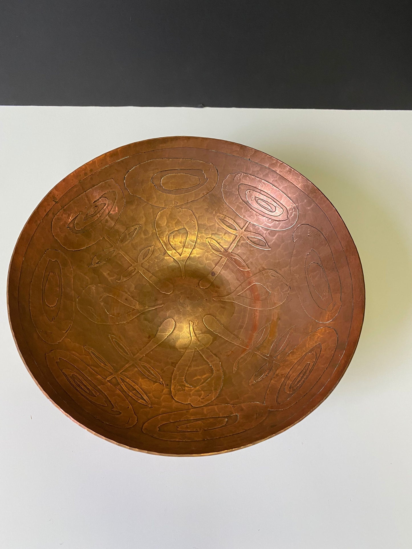 A  Fantastic Canadian made signed art nouveau  Copper bowl by otter studios 11 inches