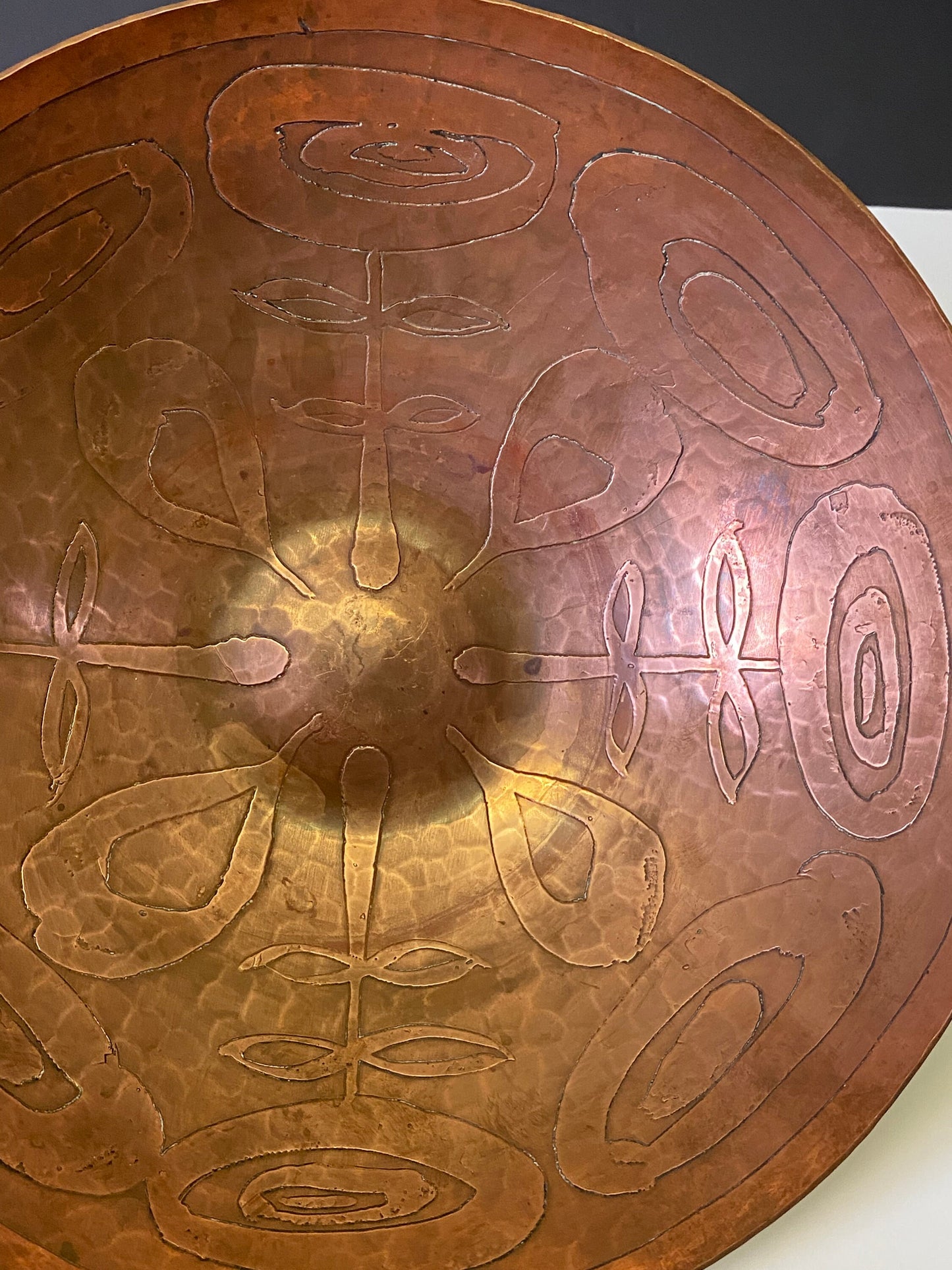 A  Fantastic Canadian made signed art nouveau  Copper bowl by otter studios 11 inches