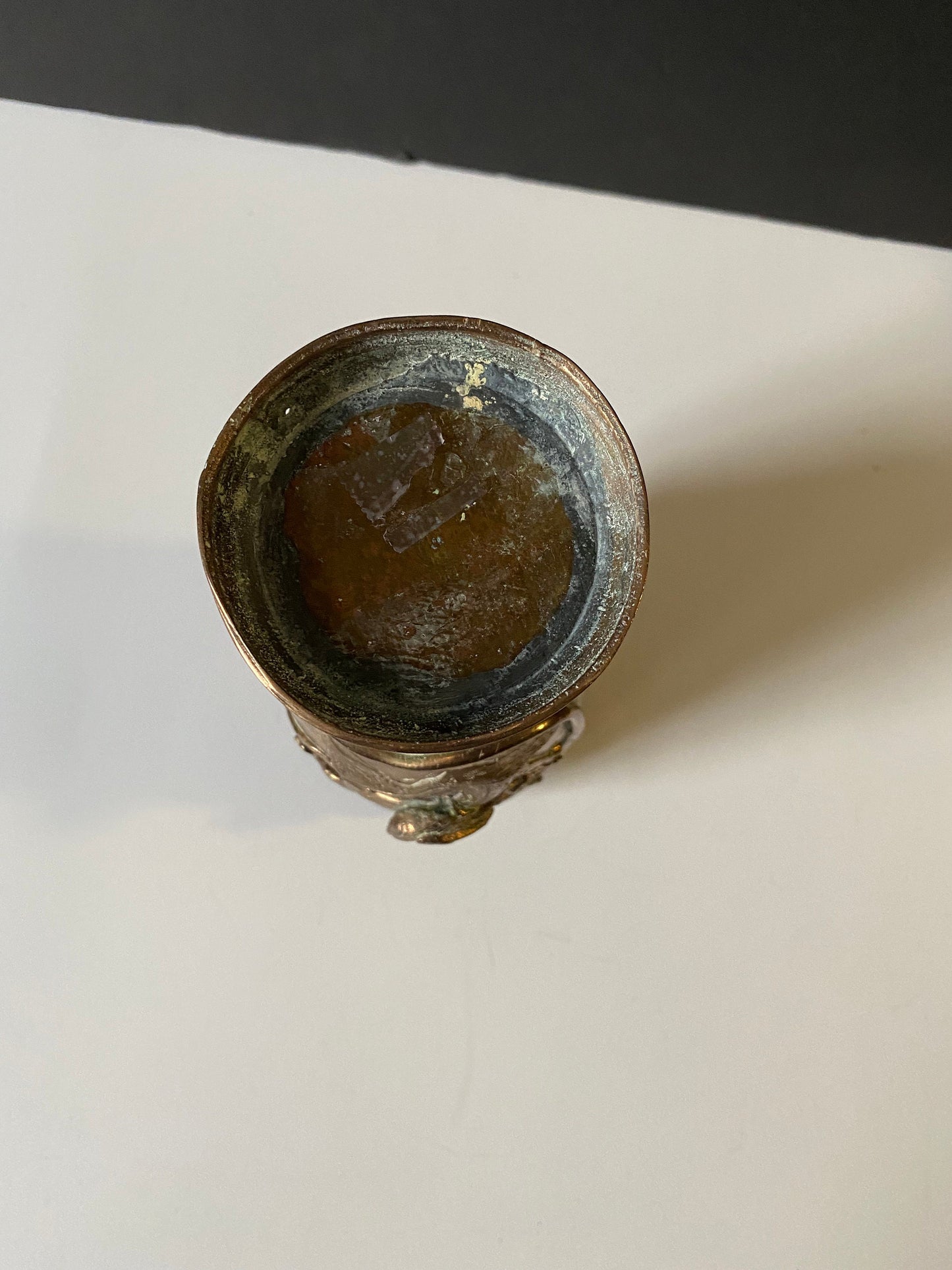 A  9 inch heavy bronze Chinese vase depicting birds on branches — Approximately 500 g — stunning patina