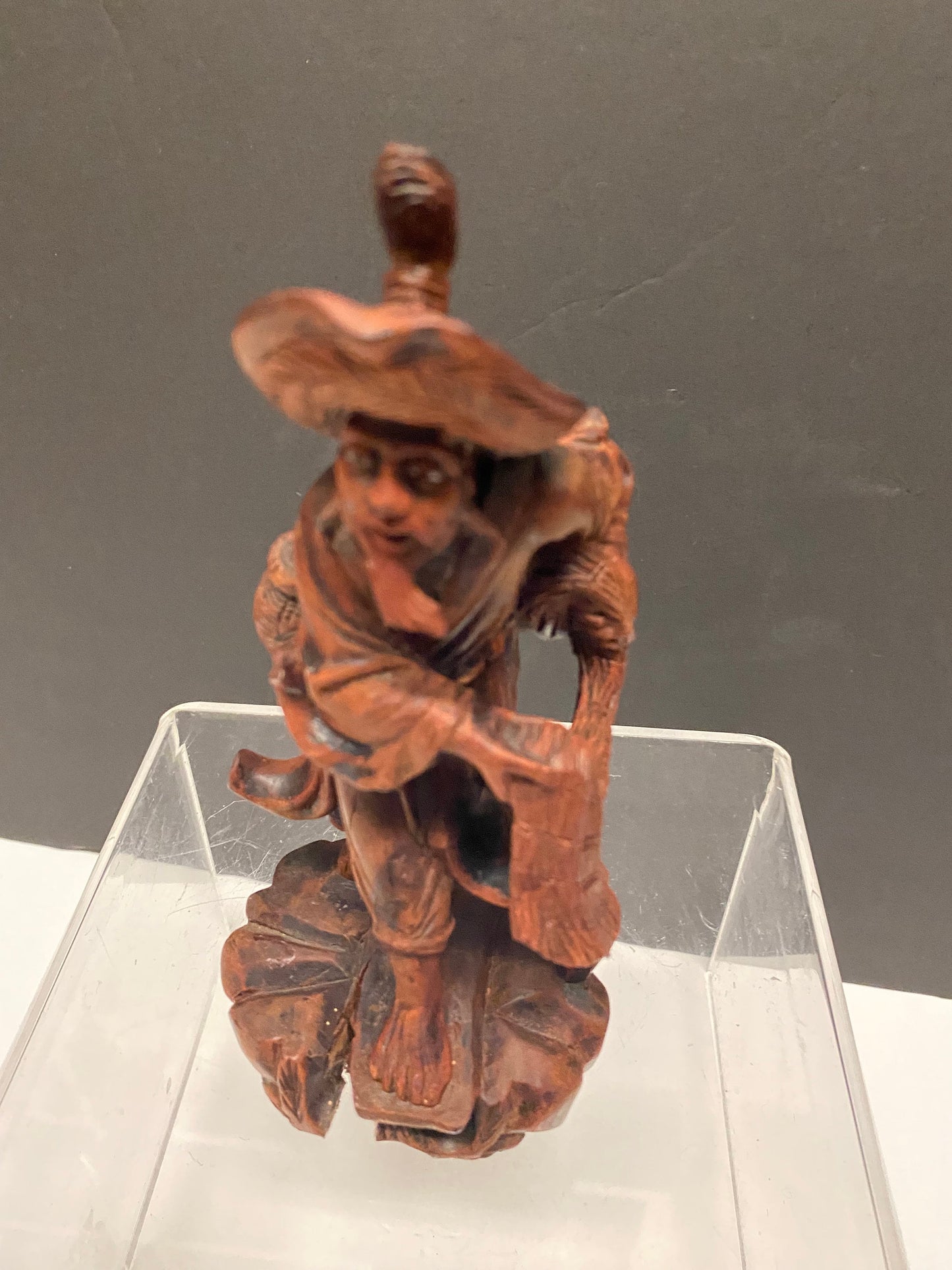 7 inch Chinese carved Confucius figure  bone eyes  stunning small piece!