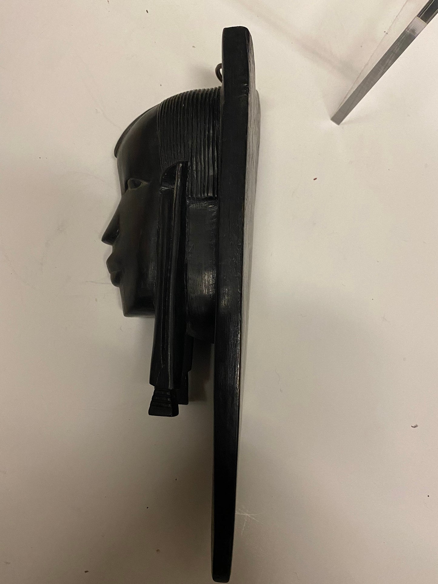 9 inch African Carved Ebony wood female bust plaque Well carved ready to hang  Great detail