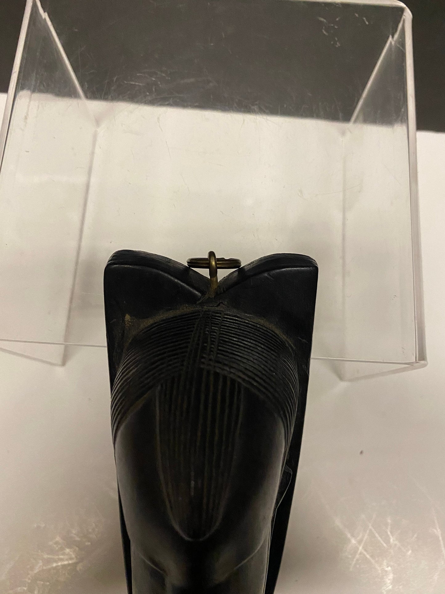 9 inch African Carved Ebony wood female bust plaque Well carved ready to hang  Great detail