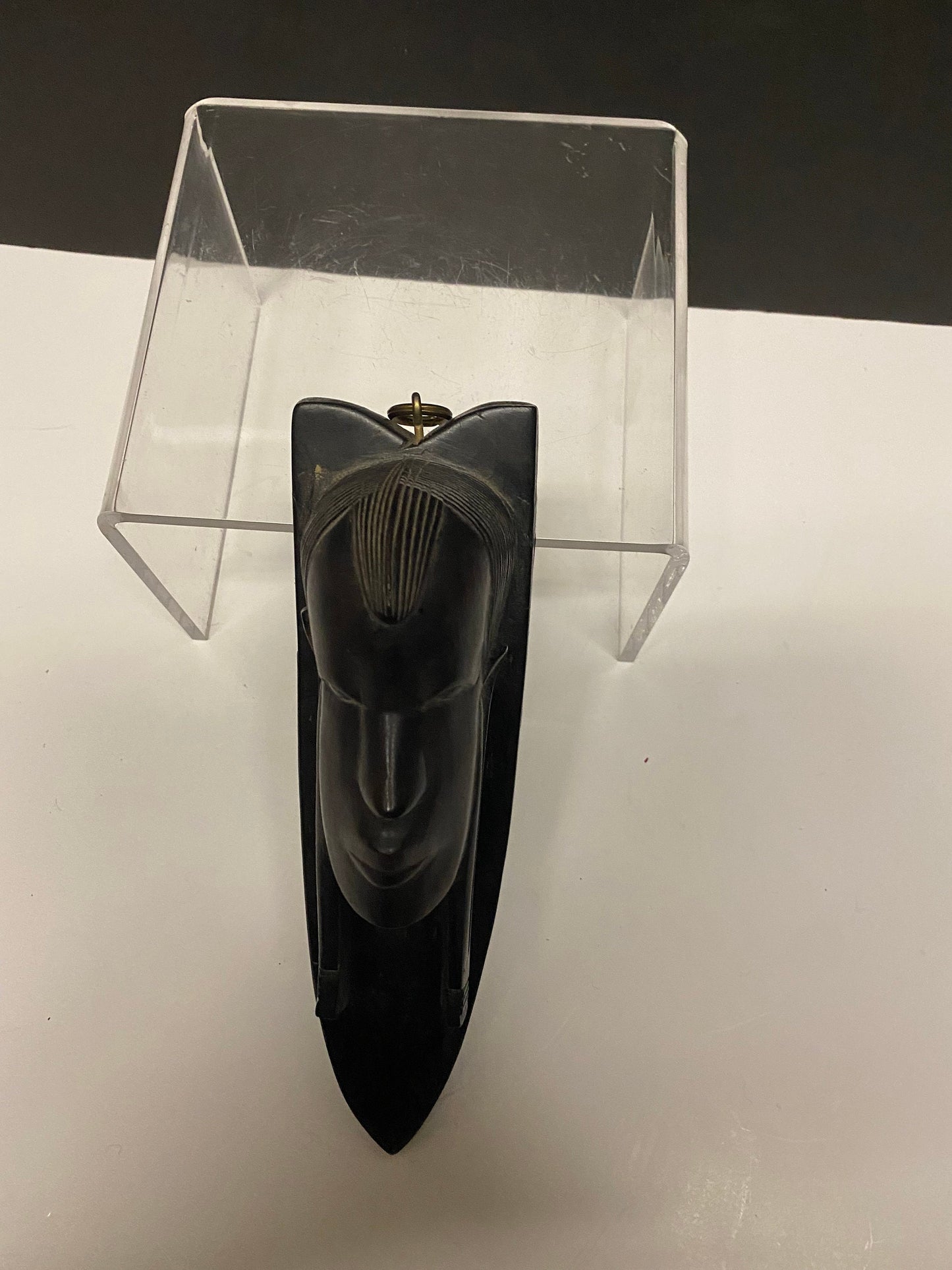 9 inch African Carved Ebony wood female bust plaque Well carved ready to hang  Great detail